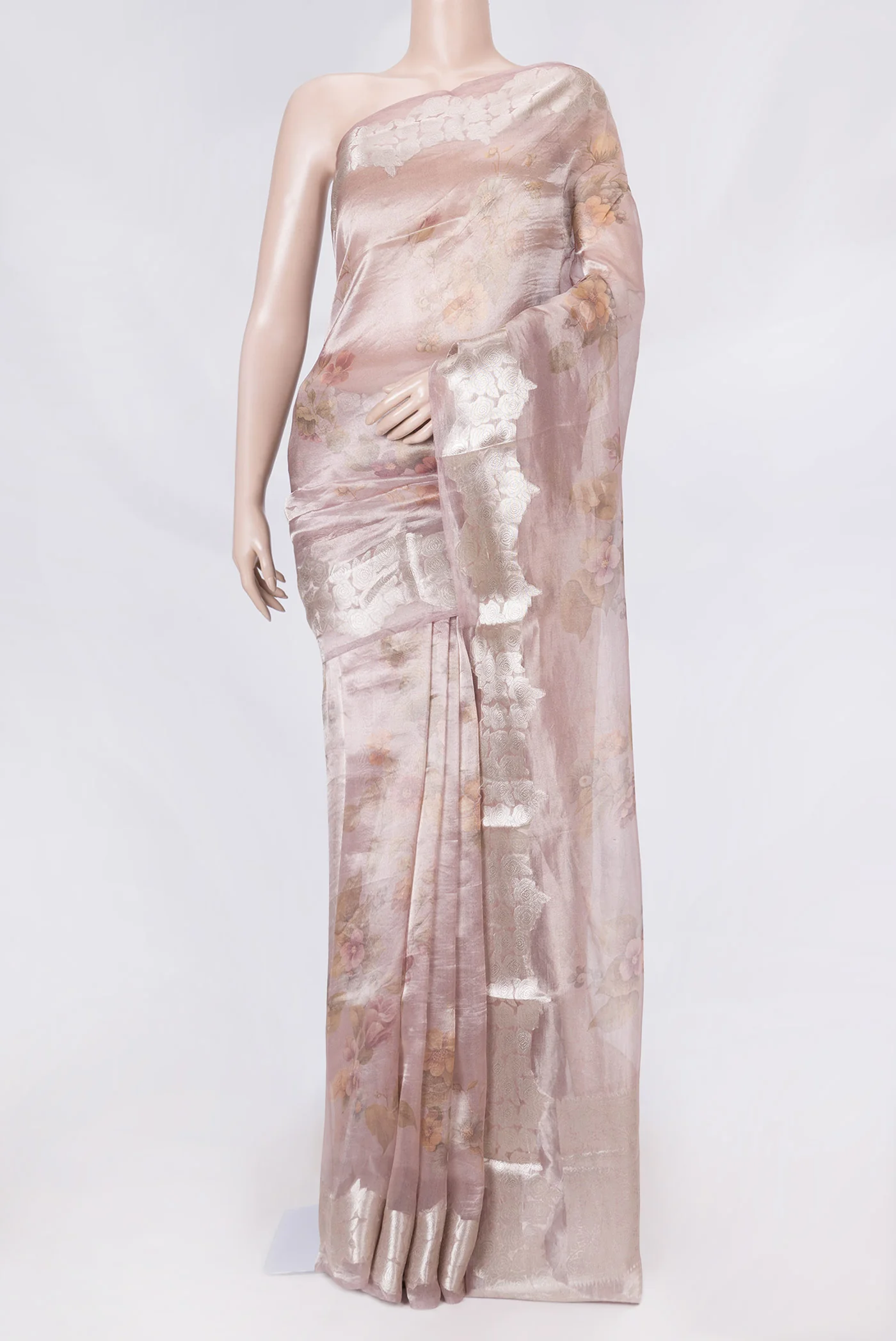 Lavender Dual Tone Organza Silk Saree