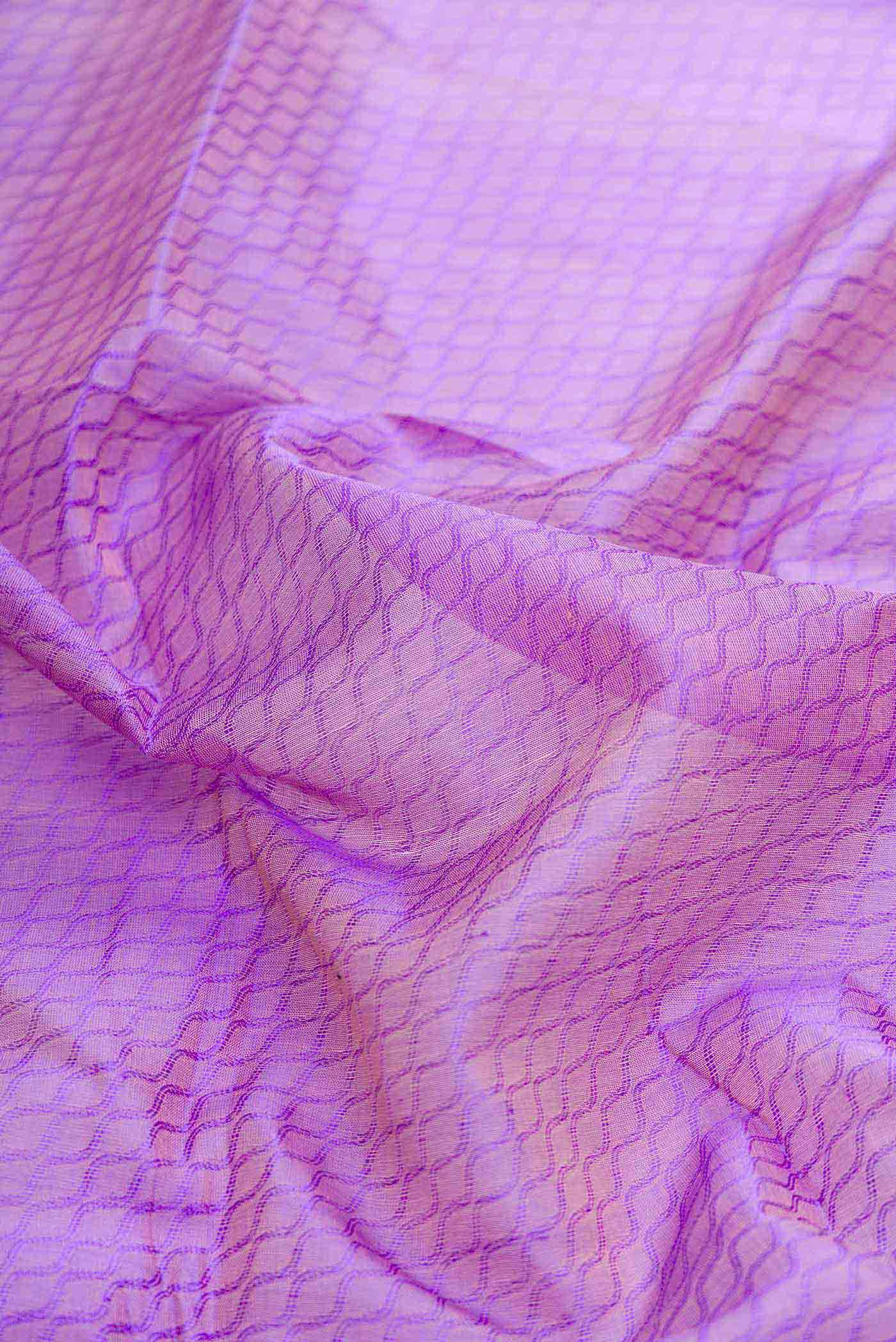 Lavender Dual Tone Silk Cotton Saree - Image 2