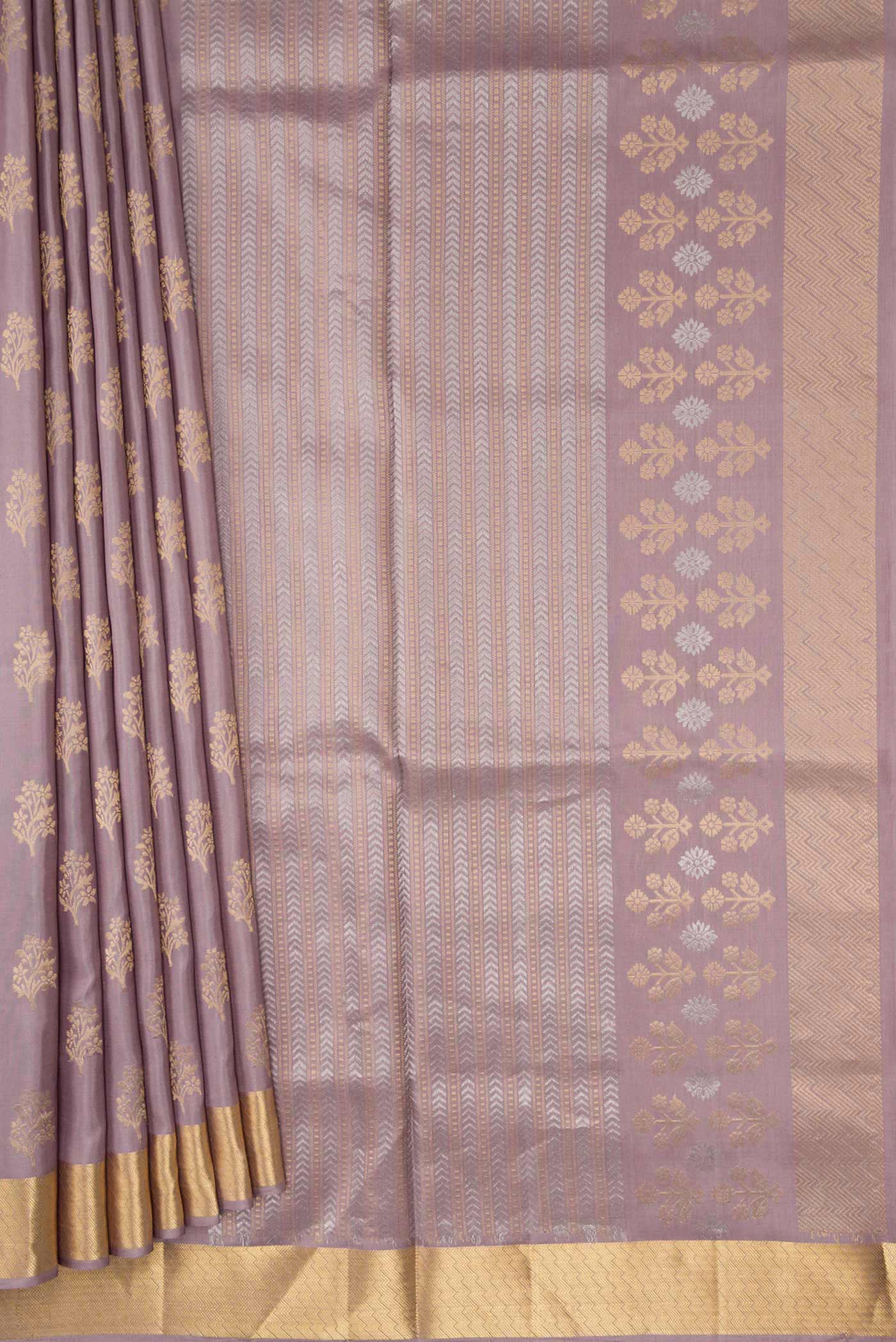 Lavender Dual Tone Soft Silk Saree - Image 4
