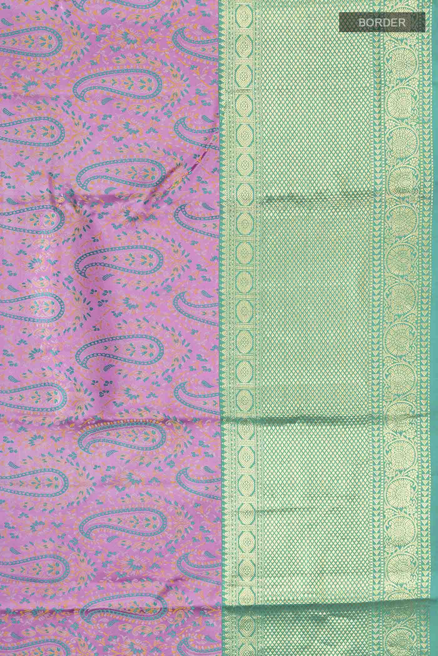 Lavender Kanchipuram Silk Saree - Image 3