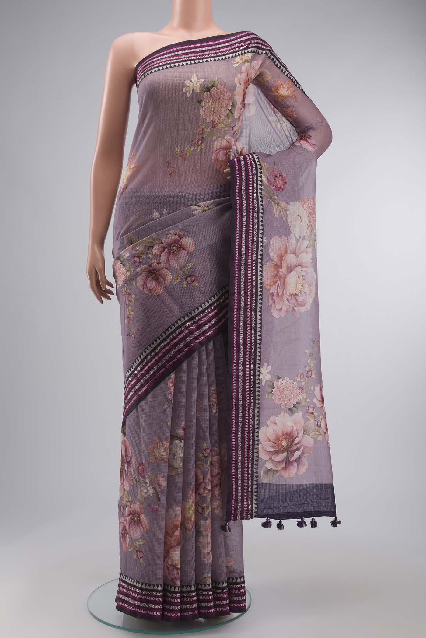 Lavender Kota Cotton Saree