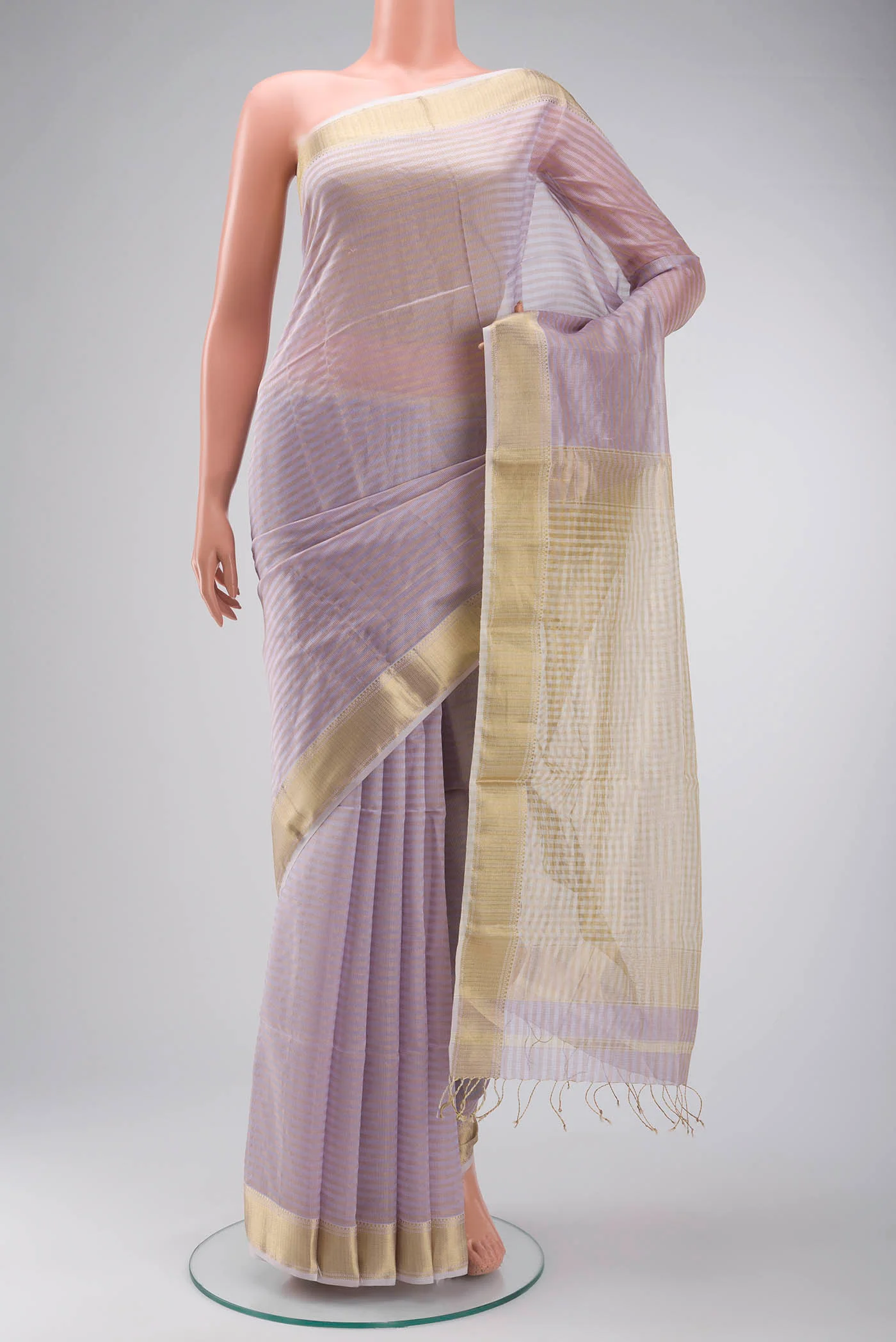 Lavender Maheshwari Silk Cotton Saree