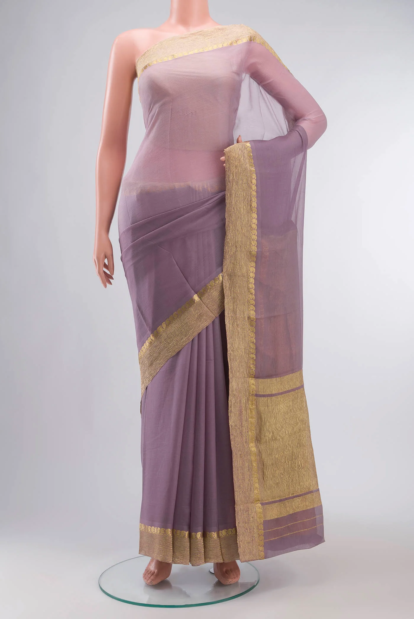 Lavender Mysore Chiffon Saree