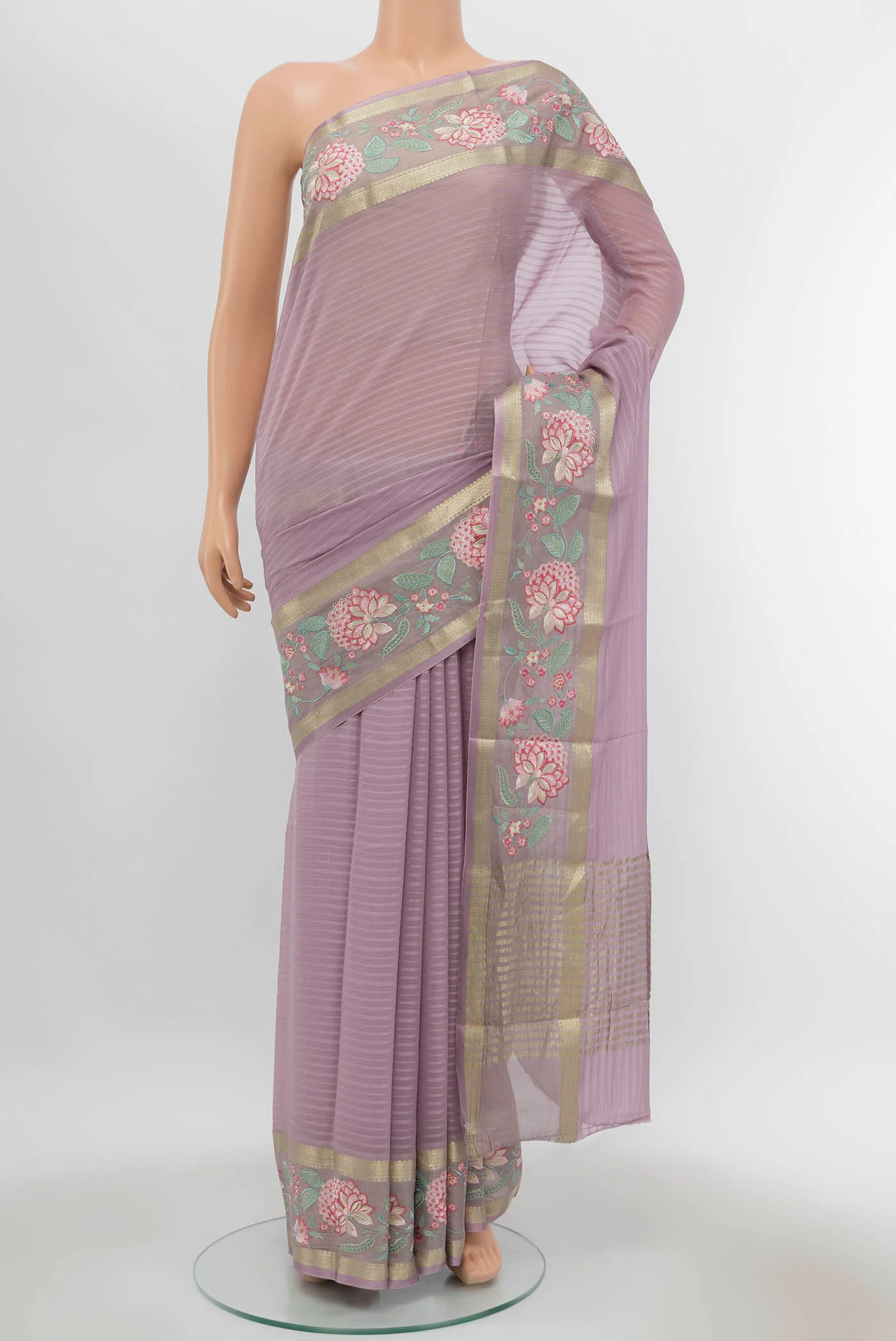 Lavender Mysore Georgette Saree