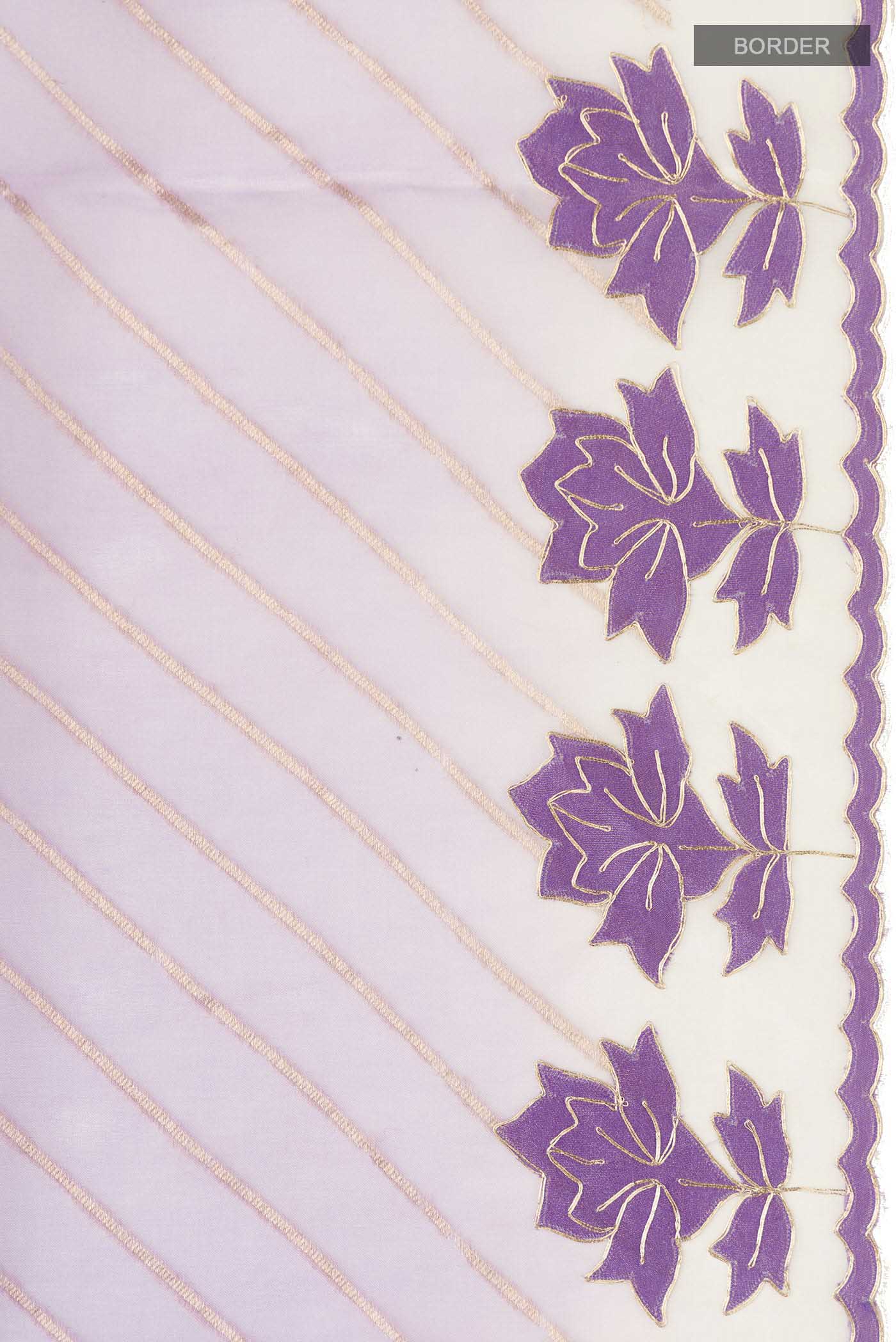 Lavender Organza Silk Saree - Image 3