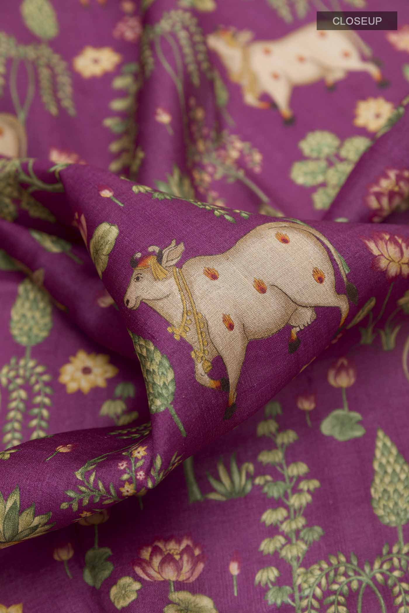 Light Magenta Bhagalpuri Tussar Silk Saree - Image 2