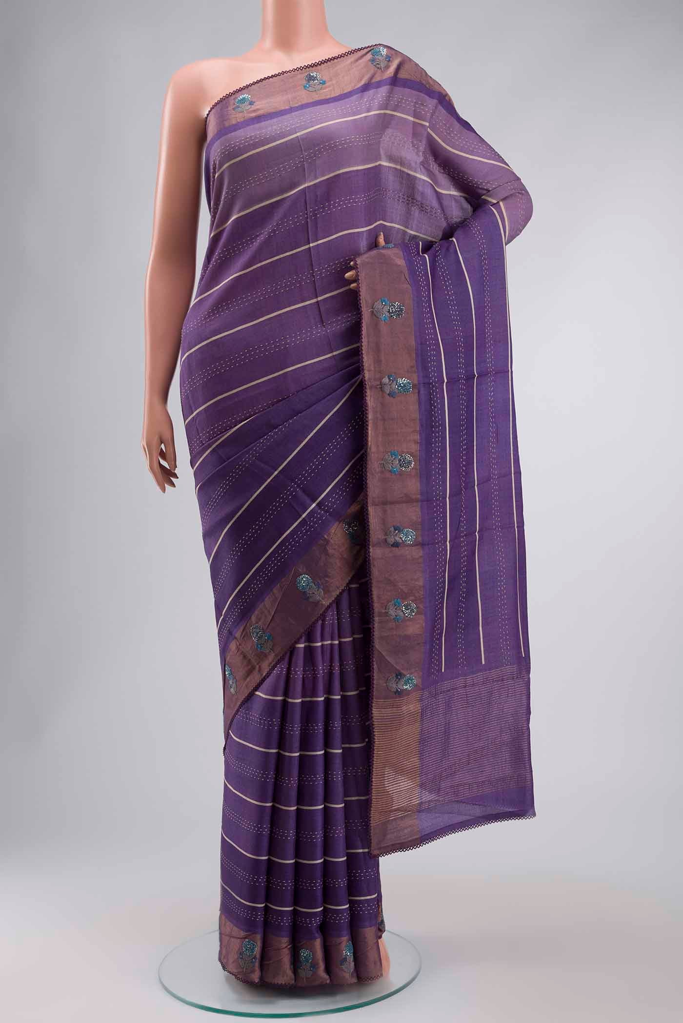 Lavender Tussar Silk Saree