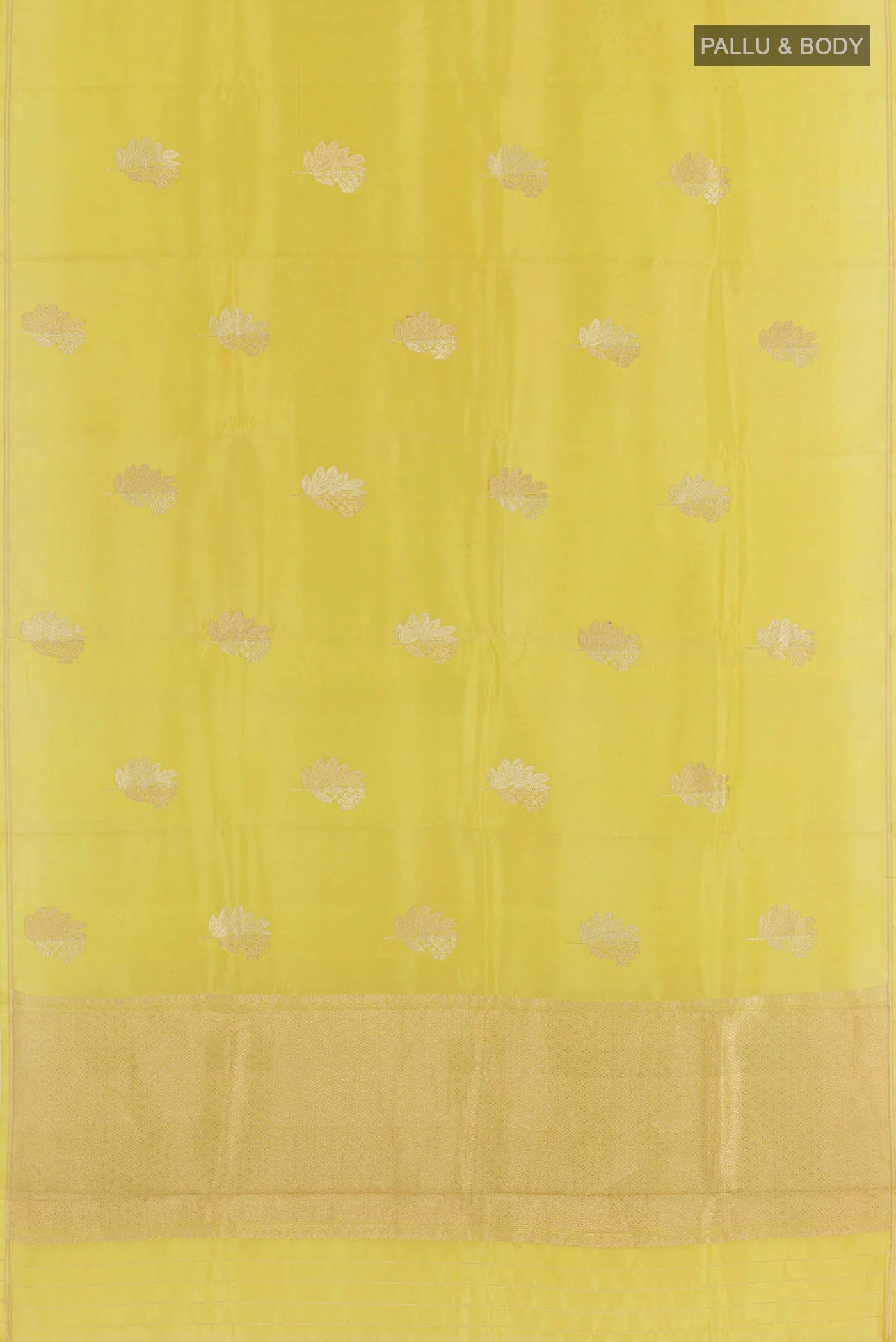 Lemon Yellow Banarasi Katan Silk Saree - Image 3
