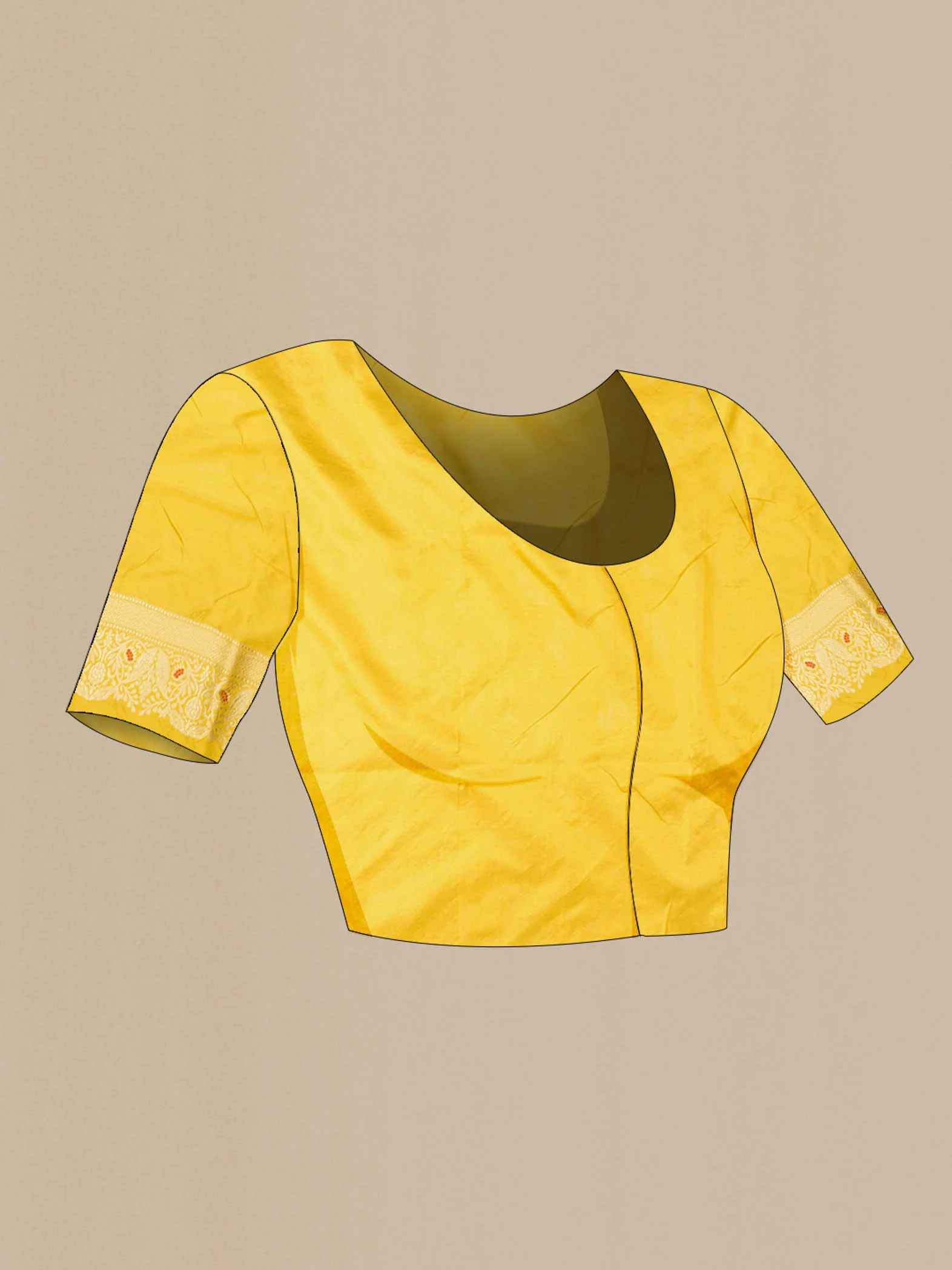 Lemon Yellow Banarasi Silk Saree - Image 5
