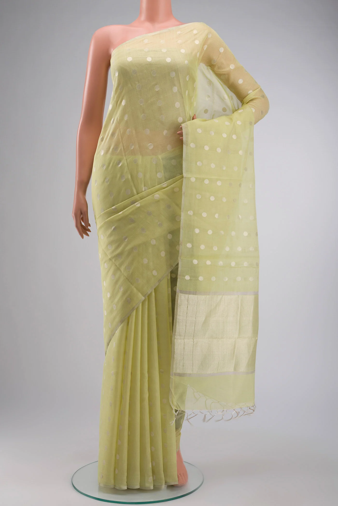 Lemon Yellow Bhagalpuri Tussar Silk Saree