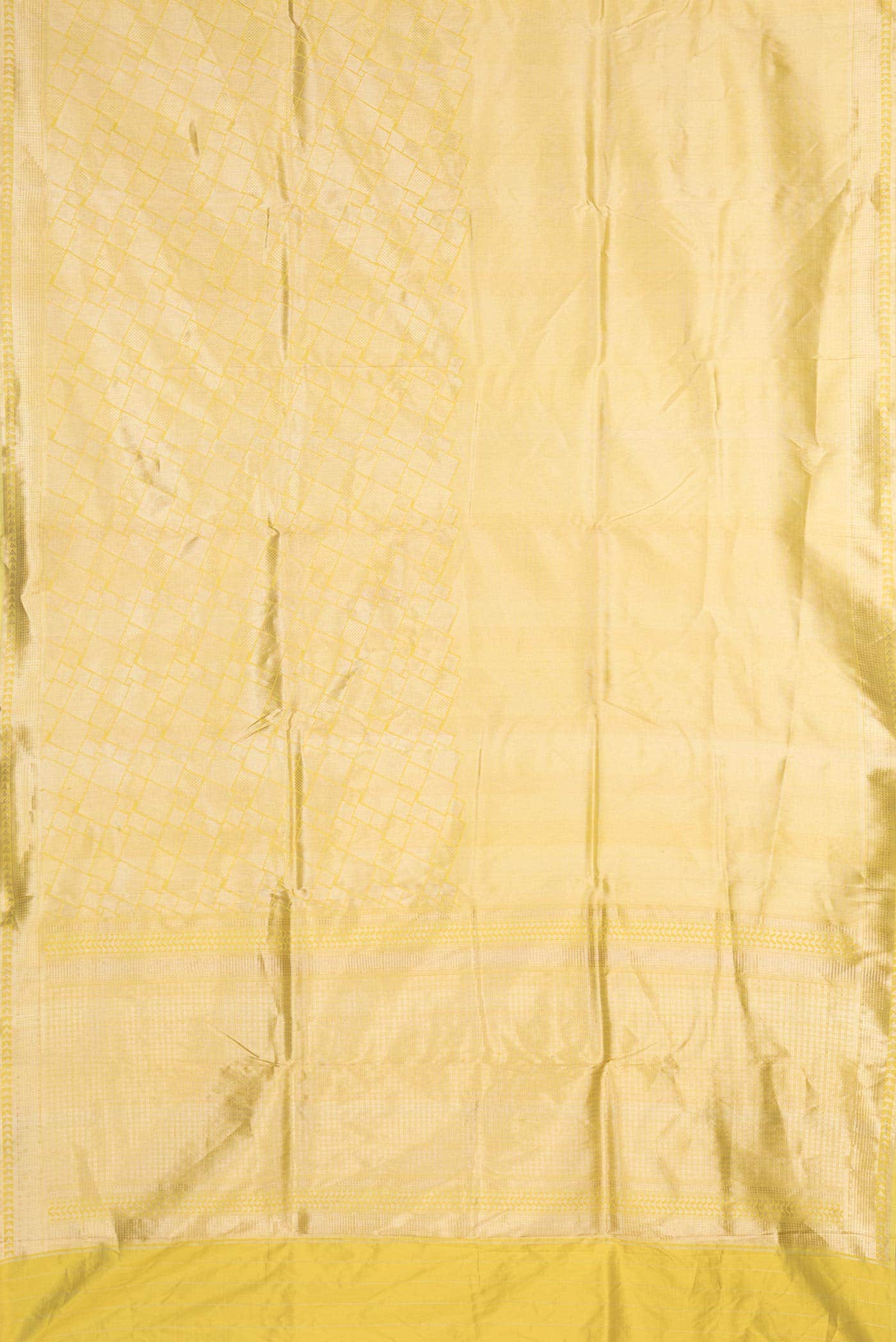 Lemon Yellow Dual Tone Banarasi Silk Saree - Image 4