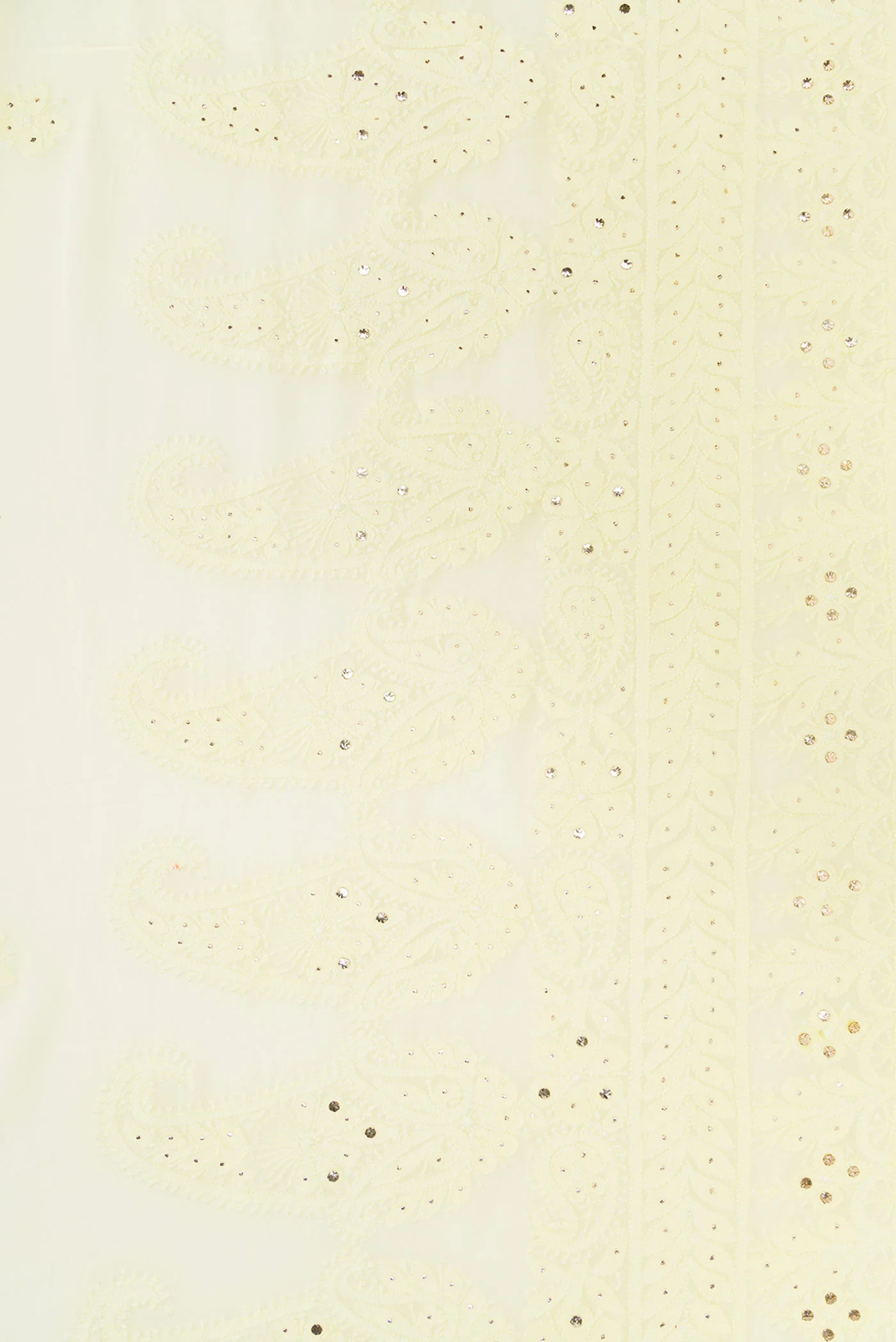 Lemon Yellow Chikankari Georgette Saree - Image 3