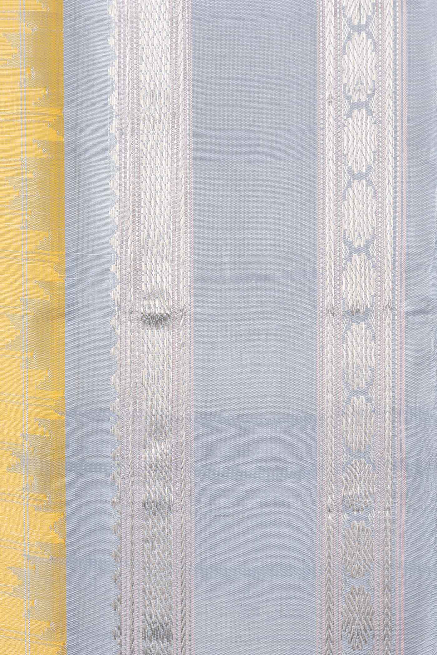 Lemon Yellow Gadwal Silk Saree - Image 3