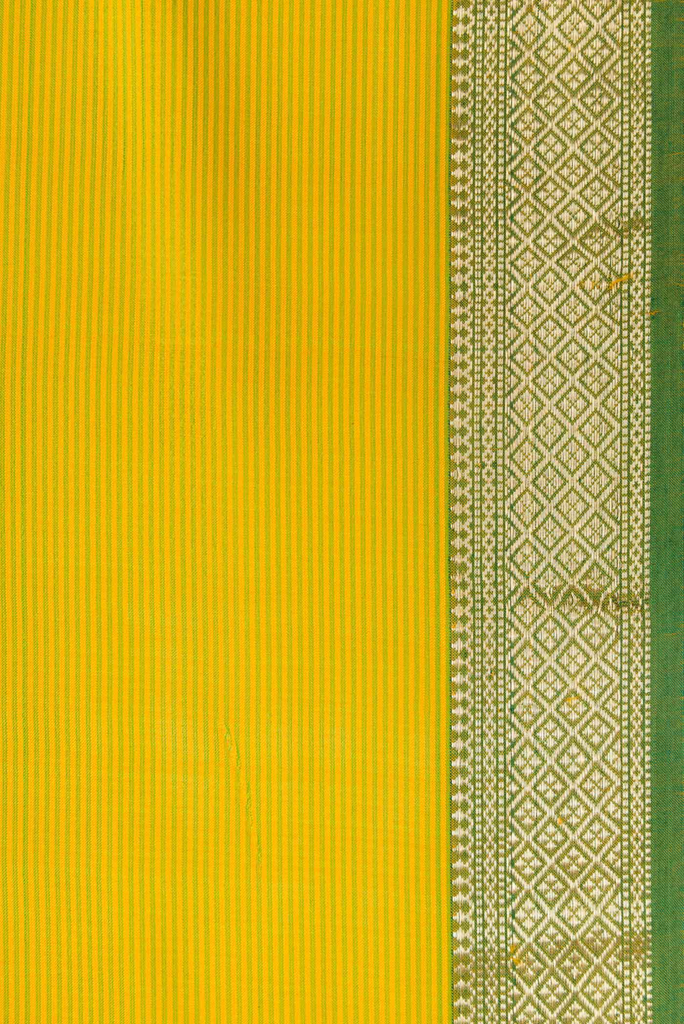 Lemon Yellow Maheshwari Silk Saree - Image 3
