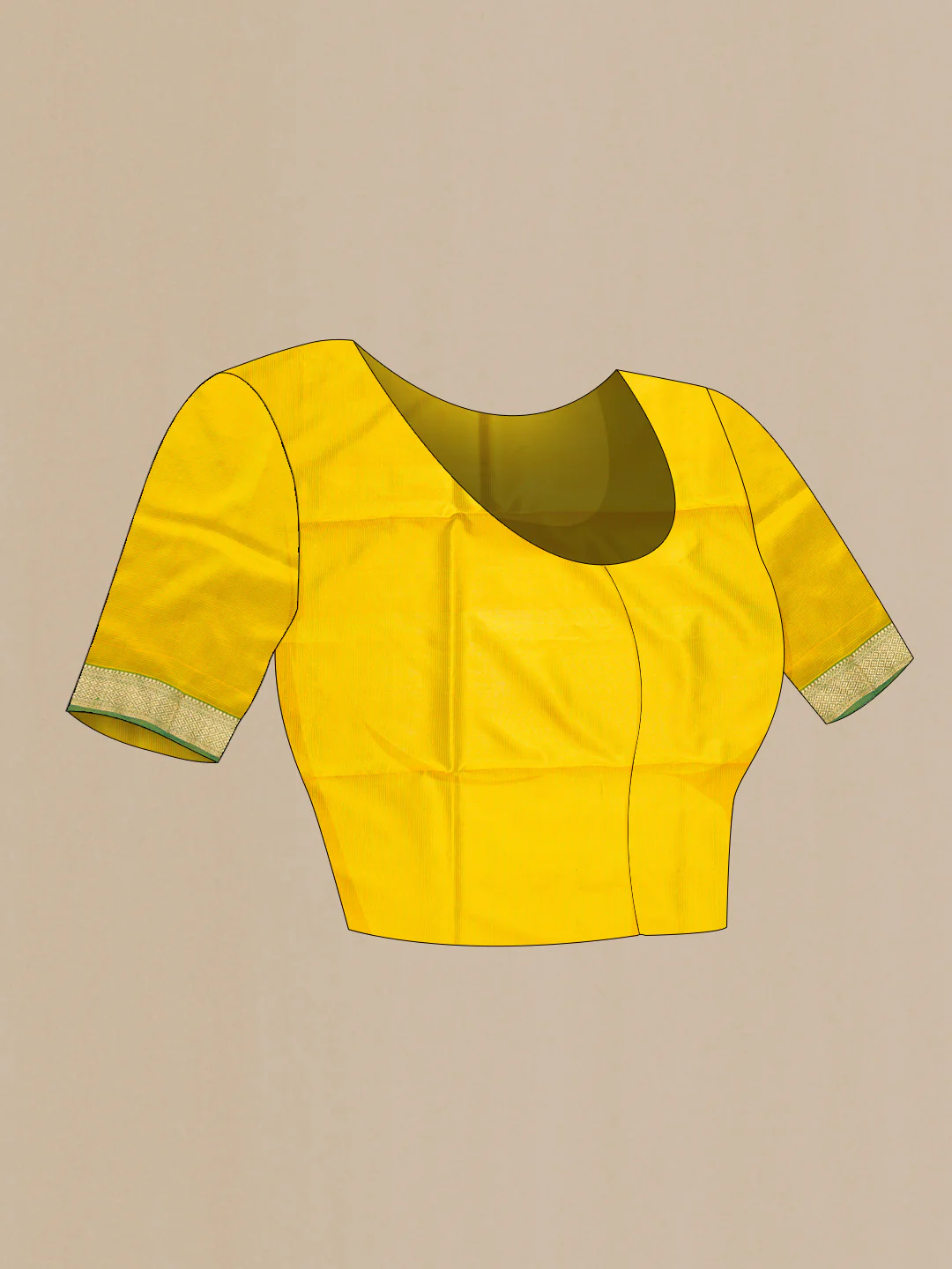 Lemon Yellow Maheshwari Silk Saree - Image 4