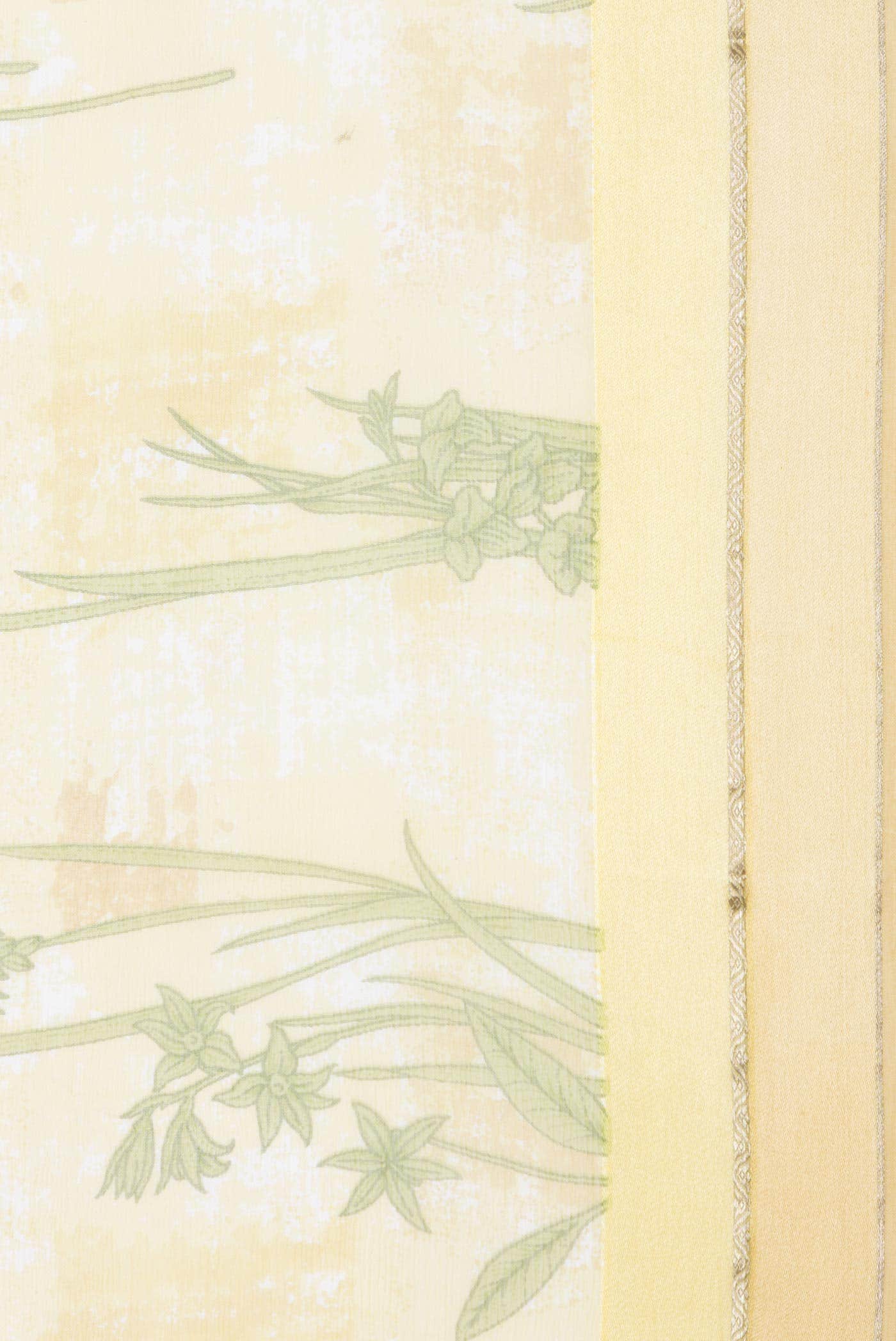 Lemon Yellow Dual Tone Mysore Chiffon Saree - Image 3