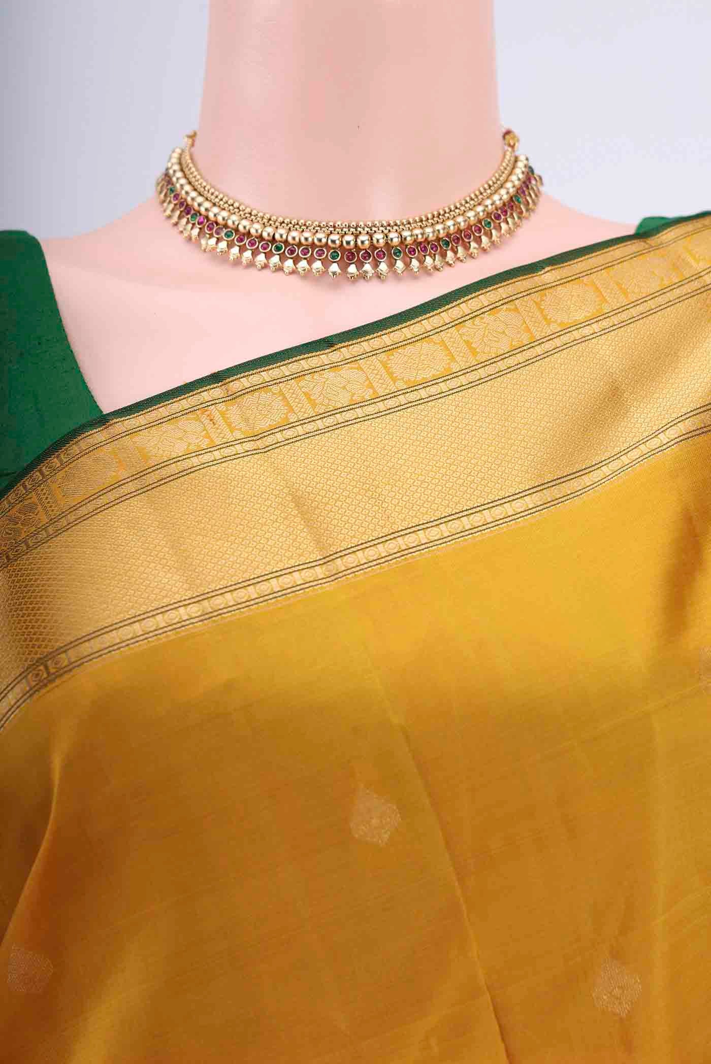Yellow Kanchipuram Silk Saree - Image 2