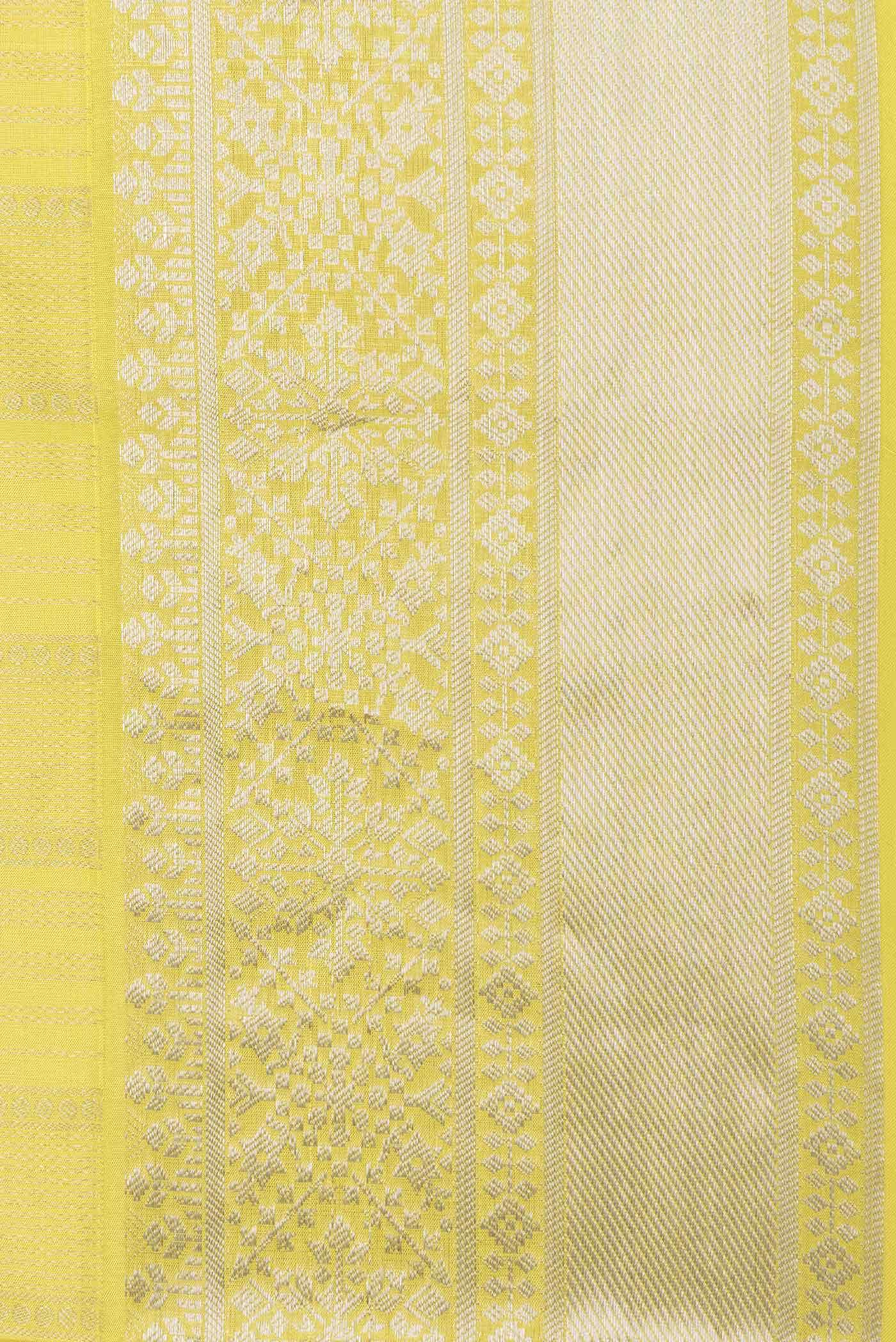 Lemon Yellow Dual Tone Soft Silk Saree - Image 5