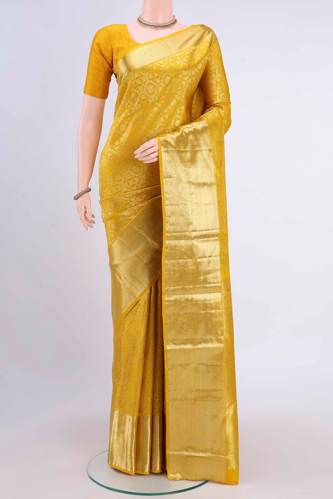 Lemon Yellow Kanjivaram Saree