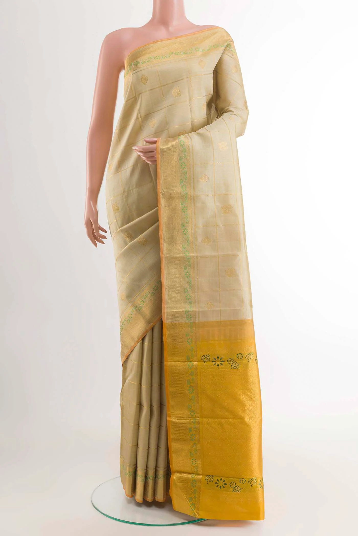 Beige Kanjivaram Silk Saree