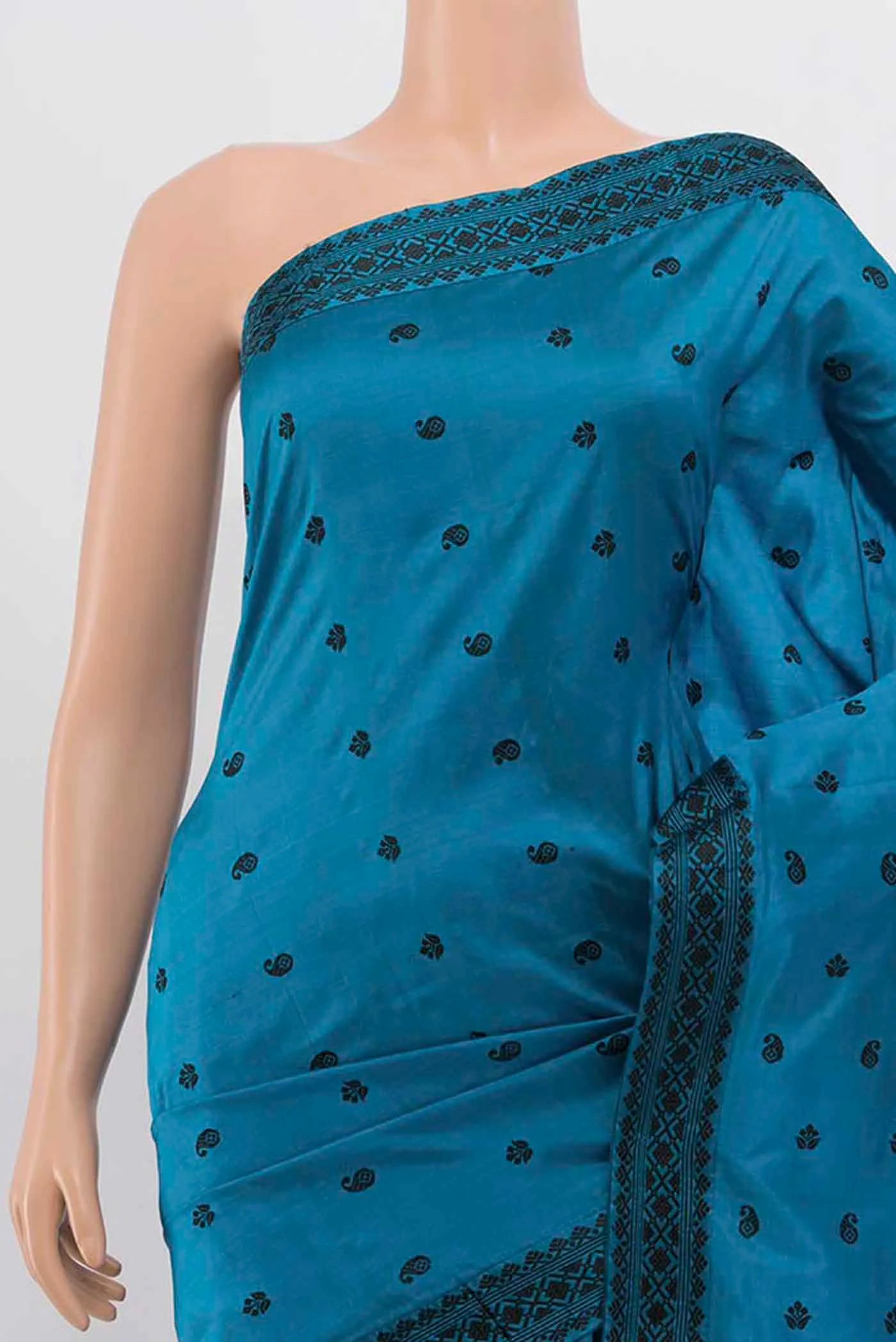 Blue Assam Silk Saree - Image 2