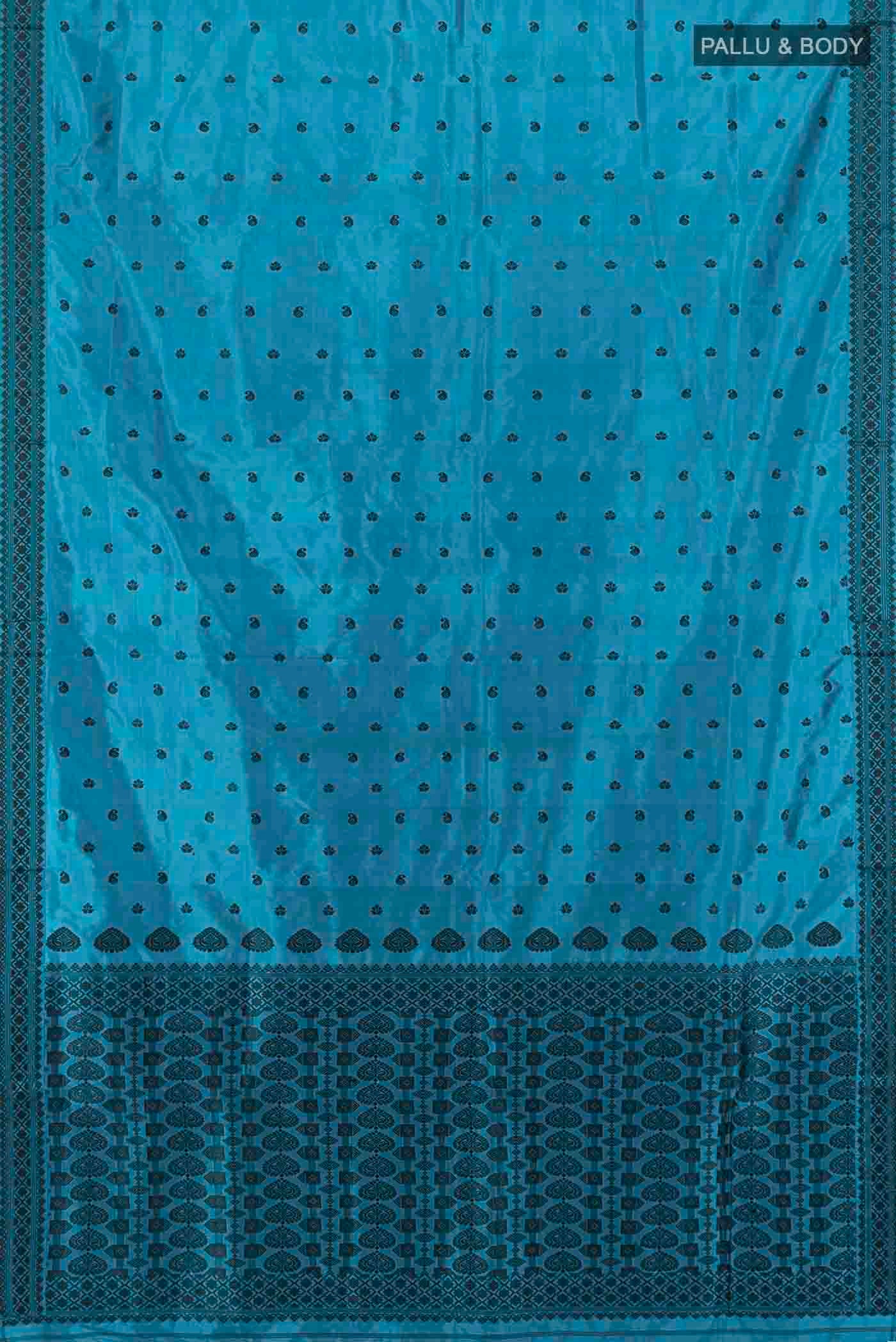 Blue Assam Silk Saree - Image 5