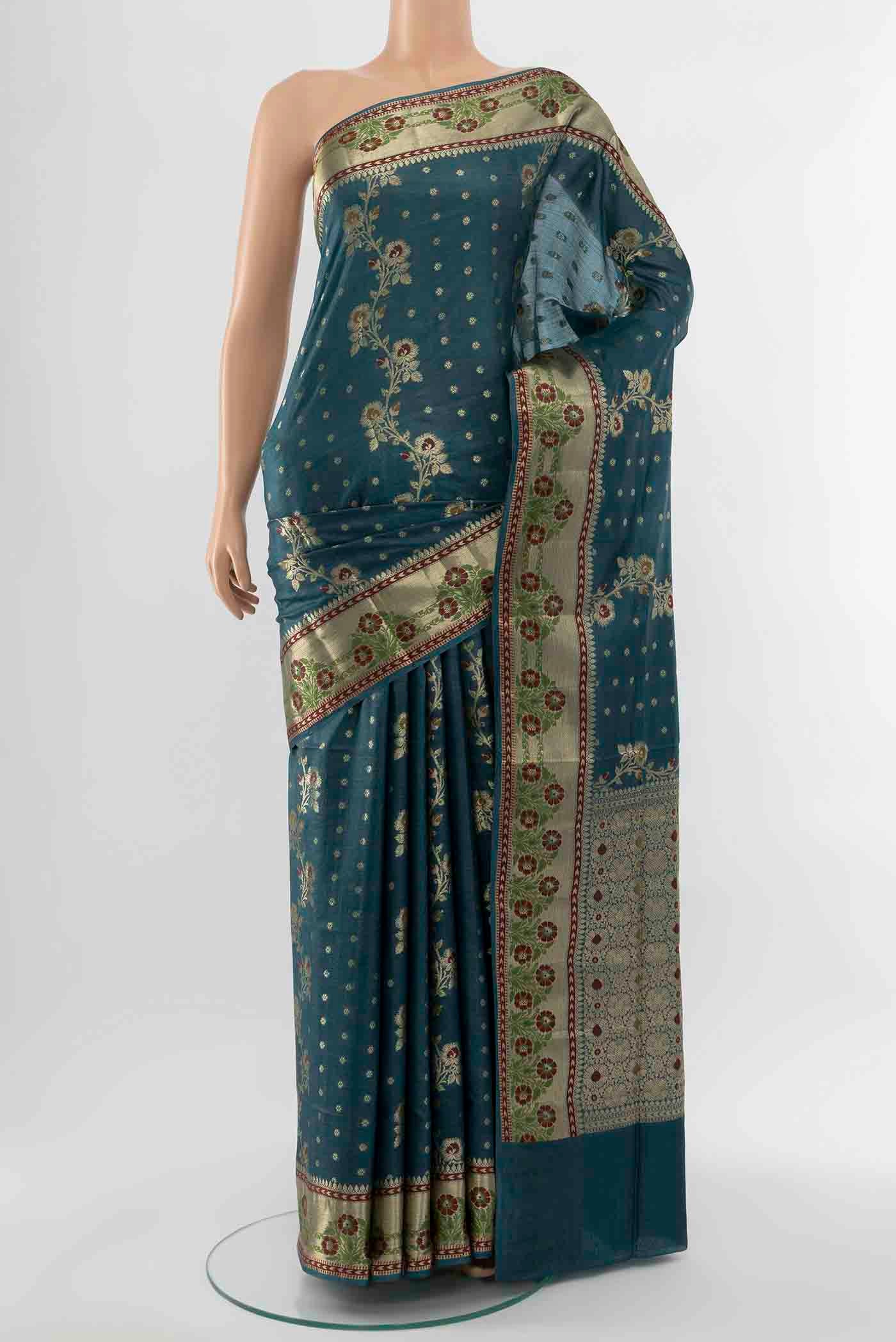 Light Blue Banarasi Raw Silk Saree