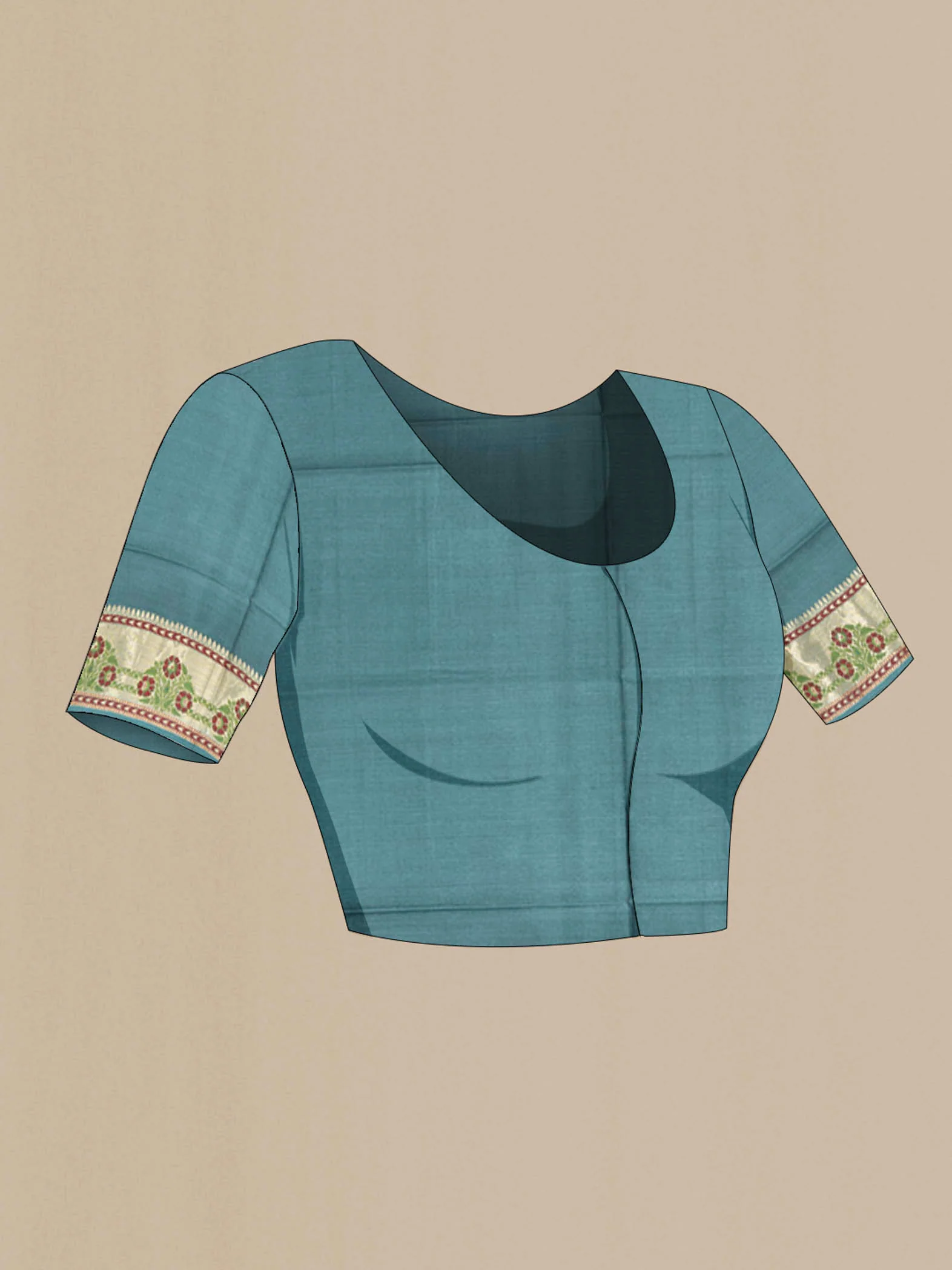 Light Blue Banarasi Raw Silk Saree - Image 2