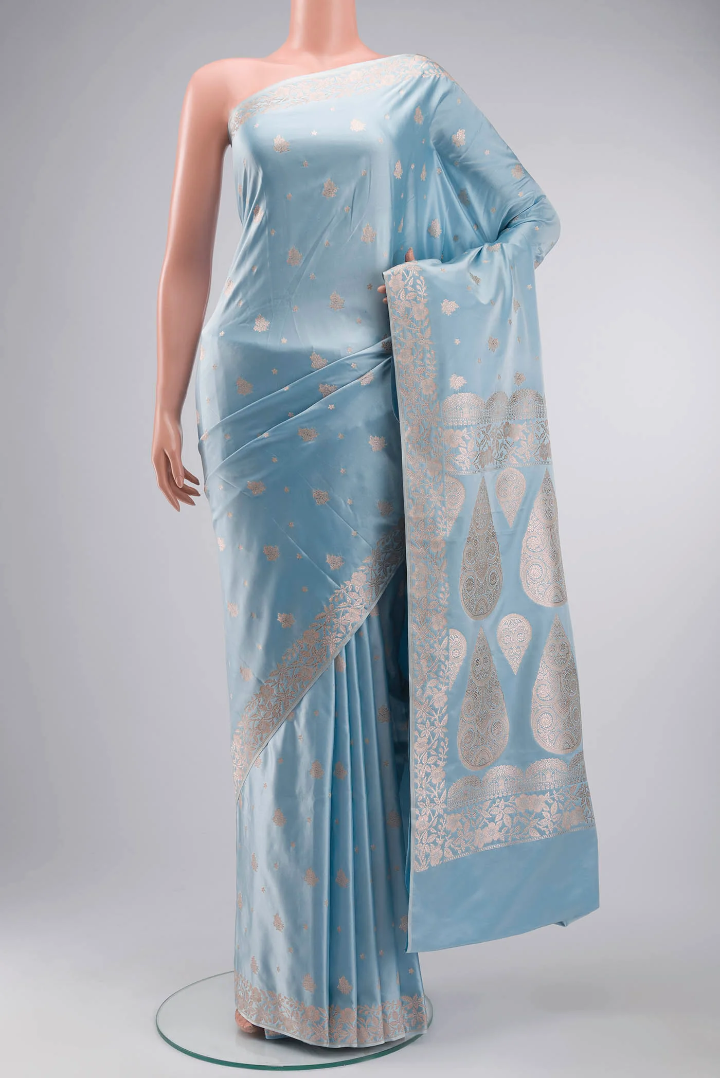Light Blue Blended Banarasi Silk Saree