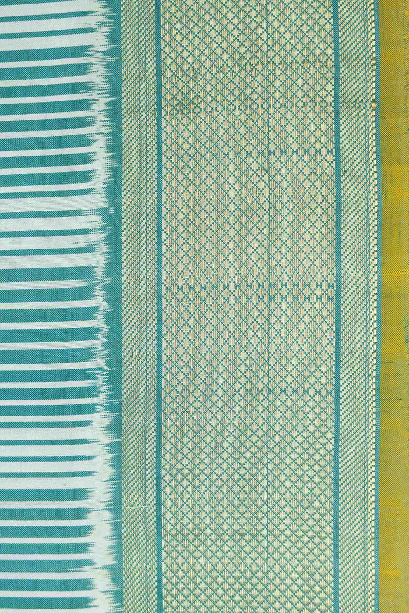 Light Blue Double Ikat Saree - Image 5