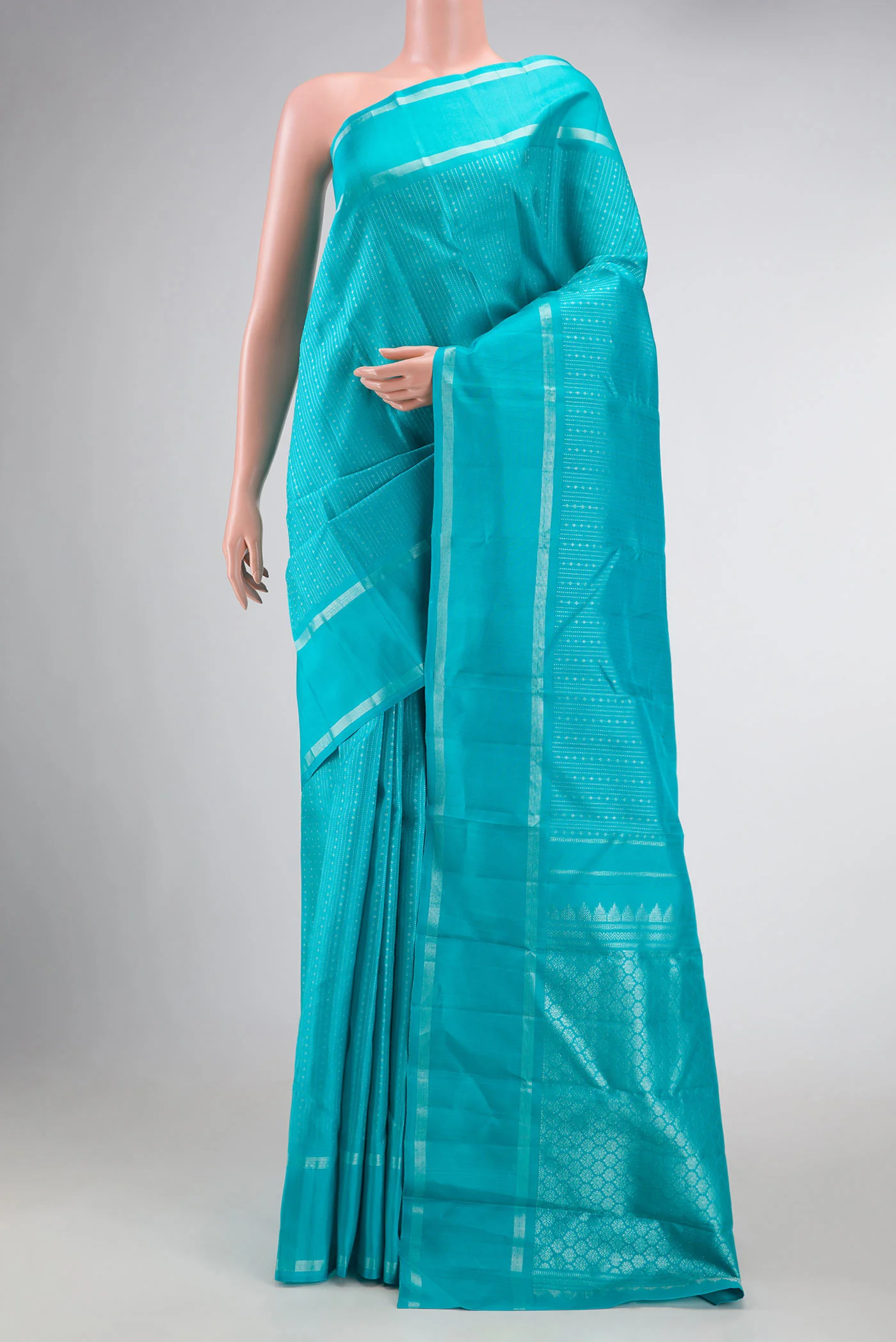 Light Blue Dual Tone Kanchipuram Silk Saree