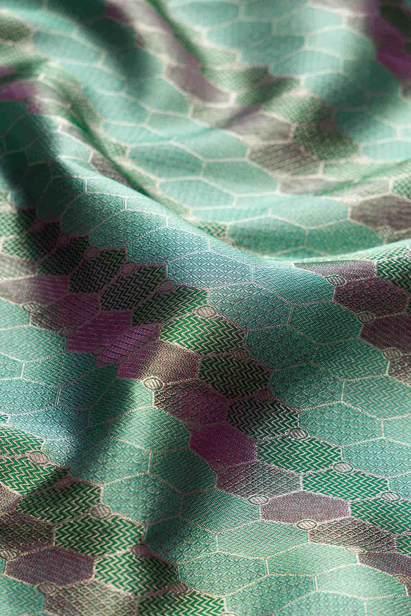 Light Blue Dual Tone Kanchipuram Silk Saree - Image 3