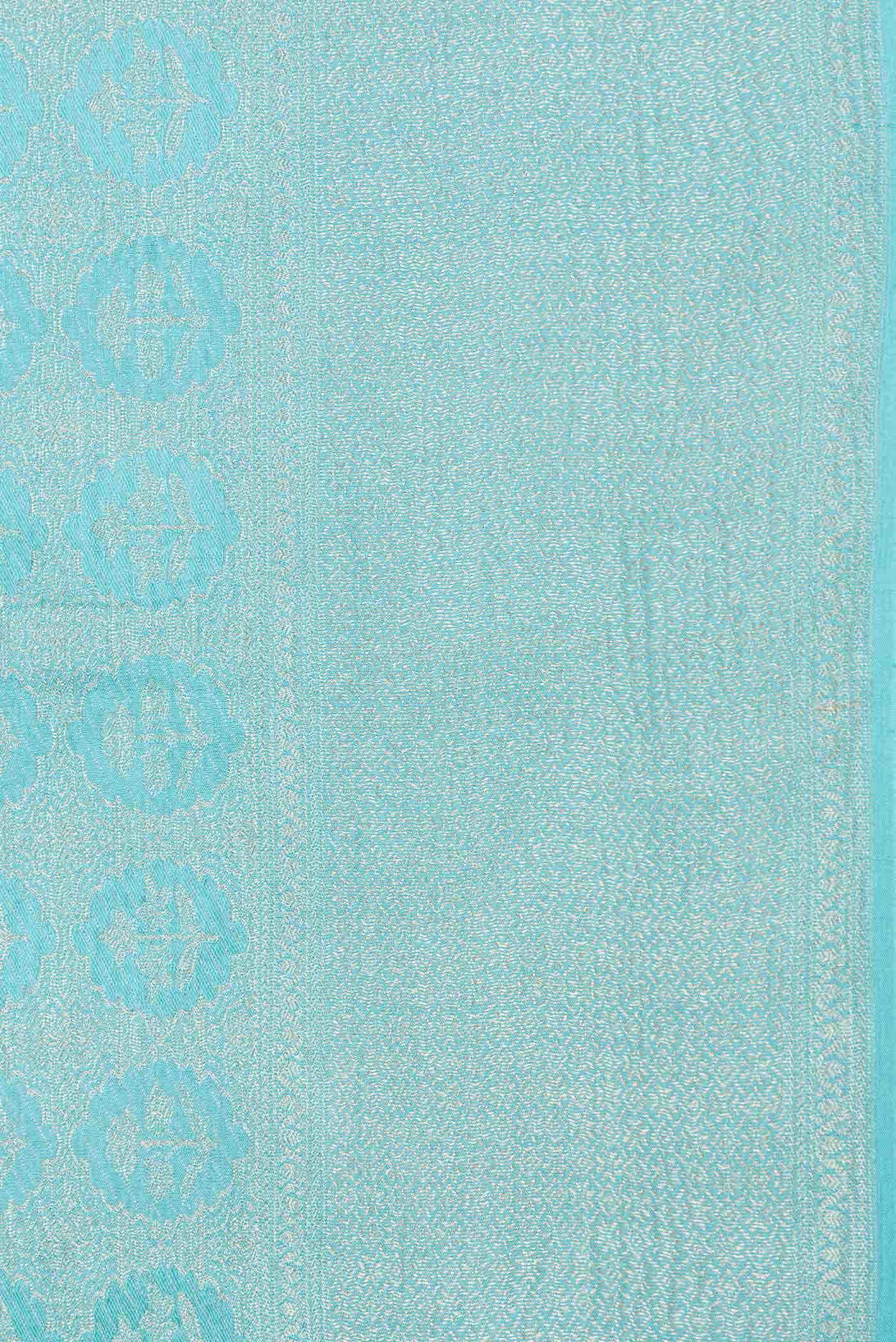Light Blue Mysore Crepe Saree - Image 5