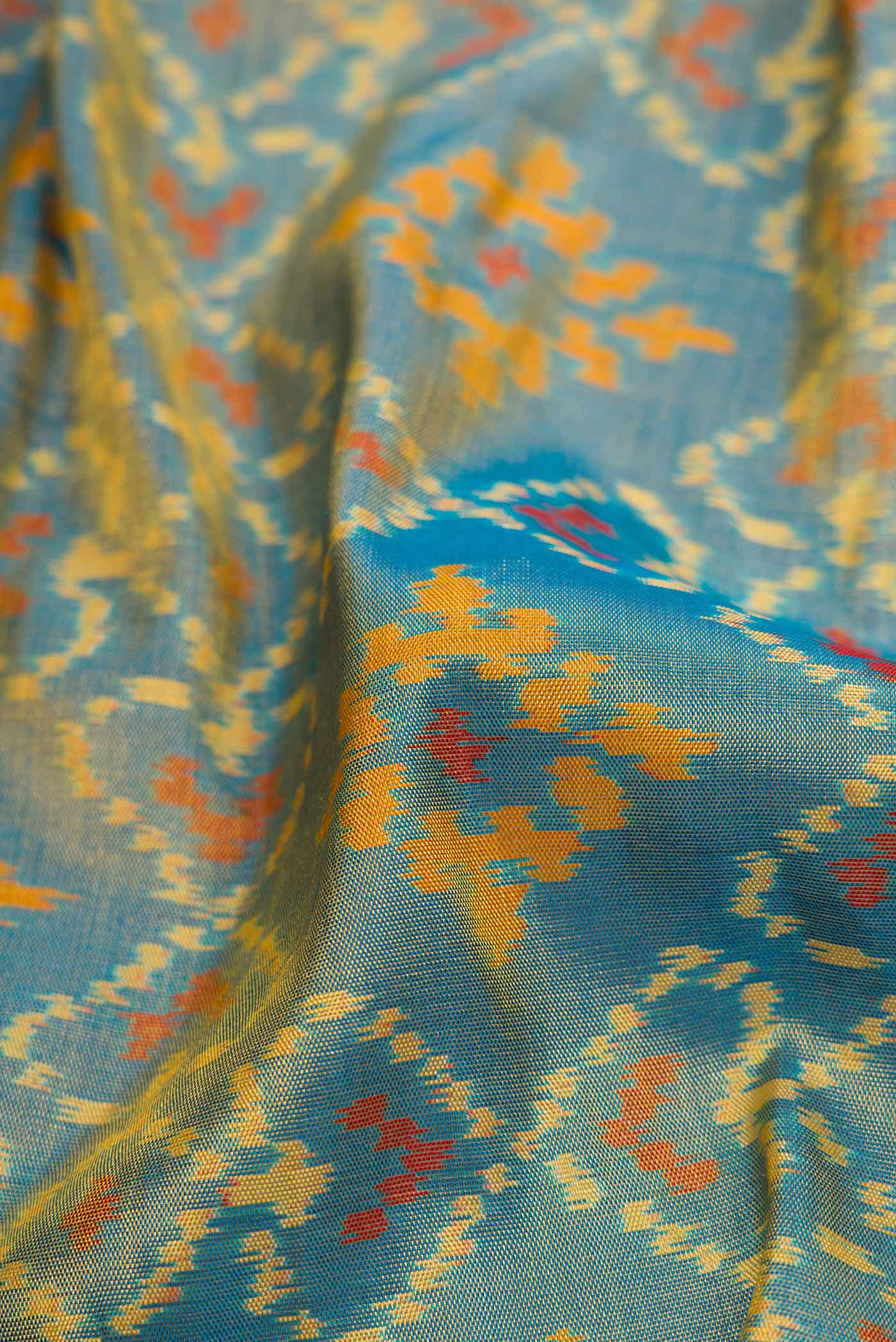 Light Blue Dual Tone Rajkot Patola Silk Saree - Image 2
