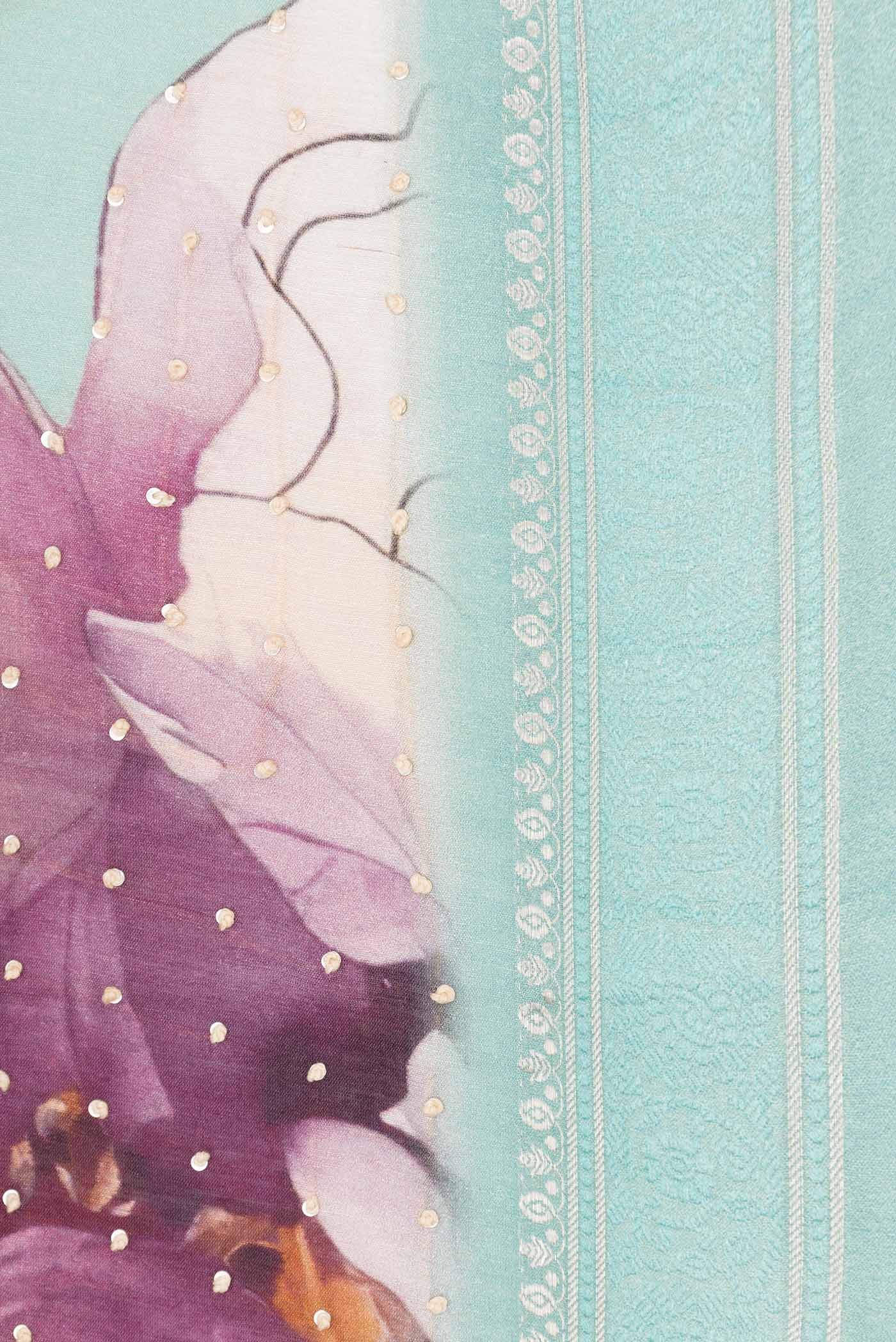 Light Blue Dual Tone Tussar Silk Saree - Image 3
