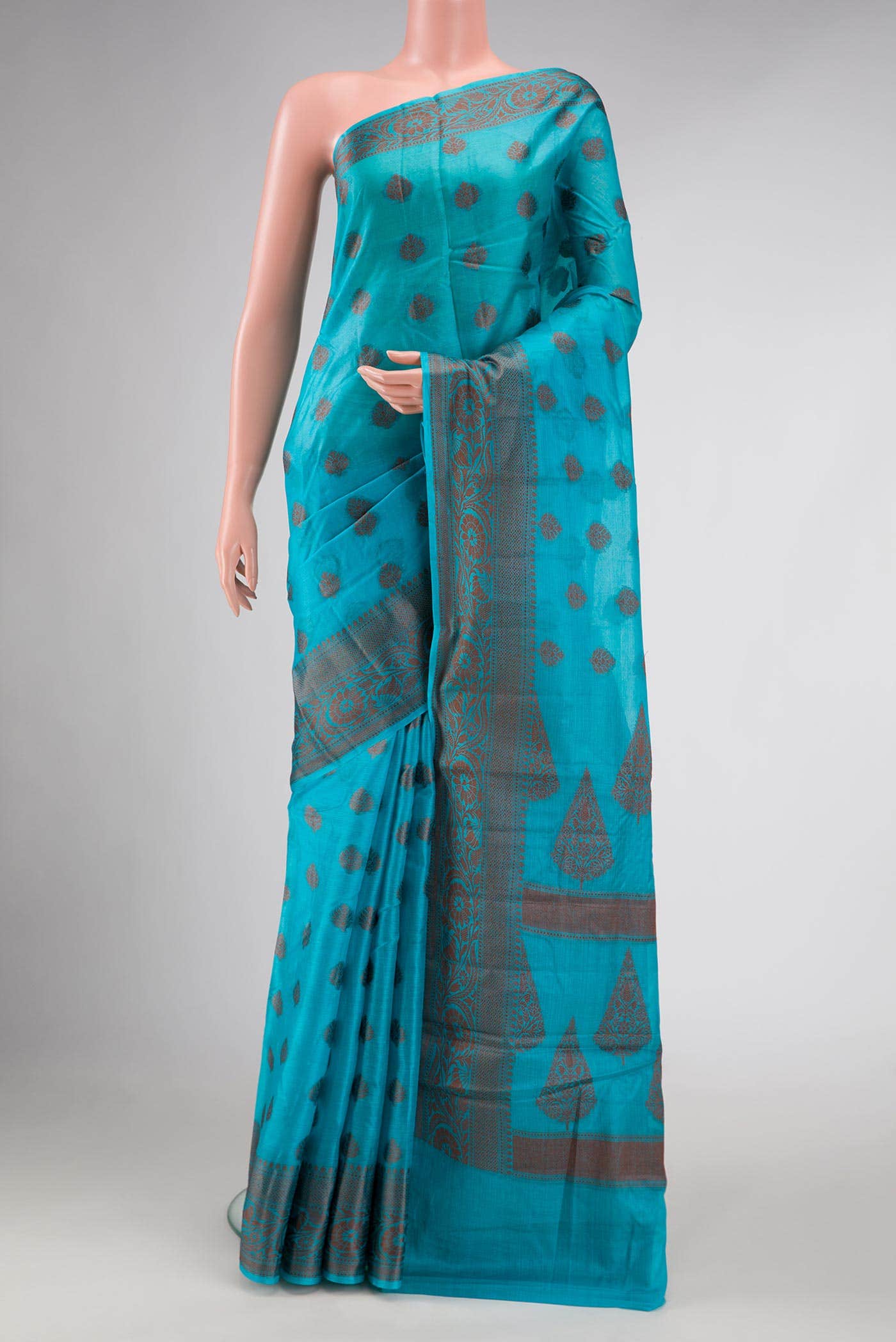 Light Blue Dual Tone Tussar Silk Saree