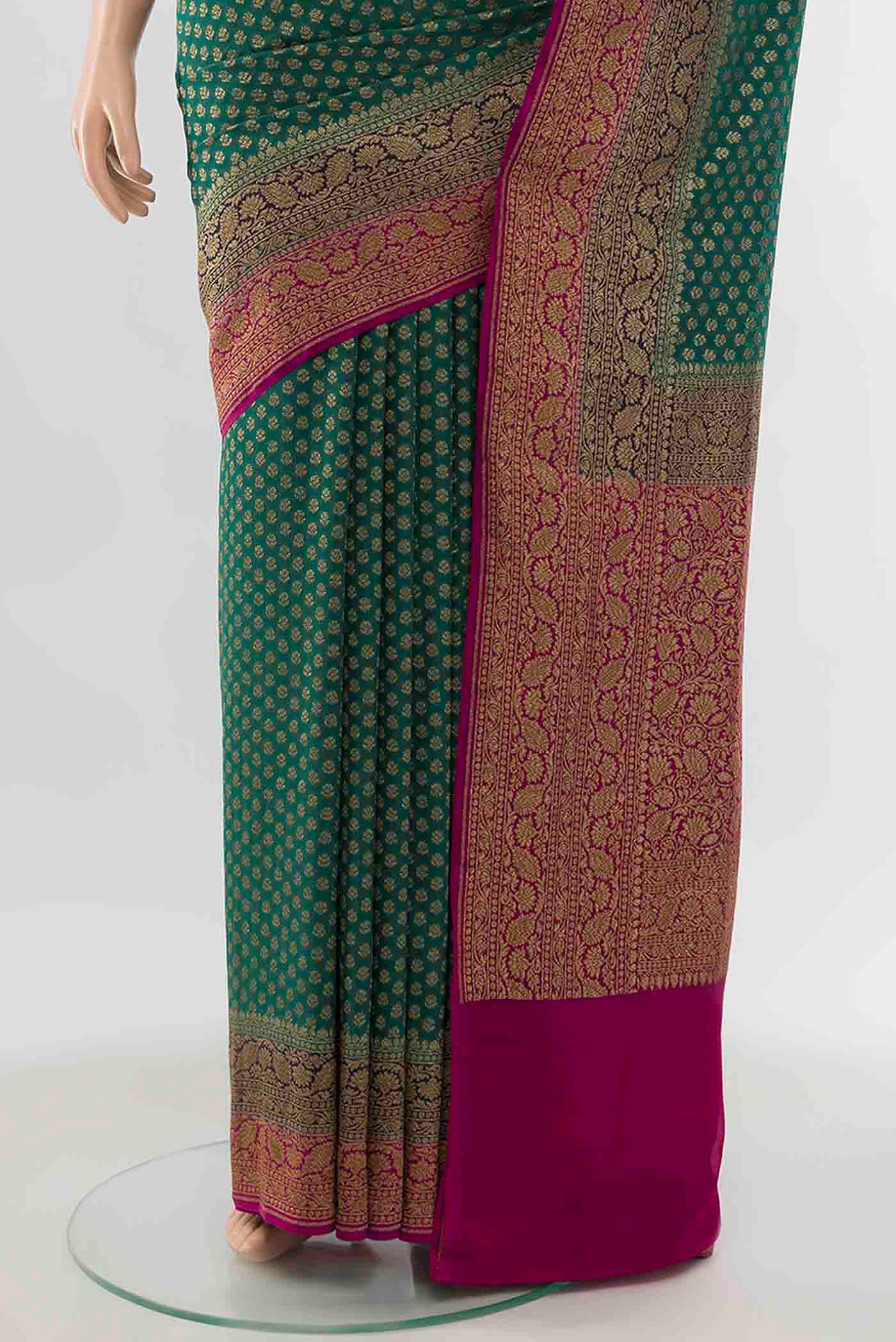 Blue Banarasi Georgette Saree - Image 3