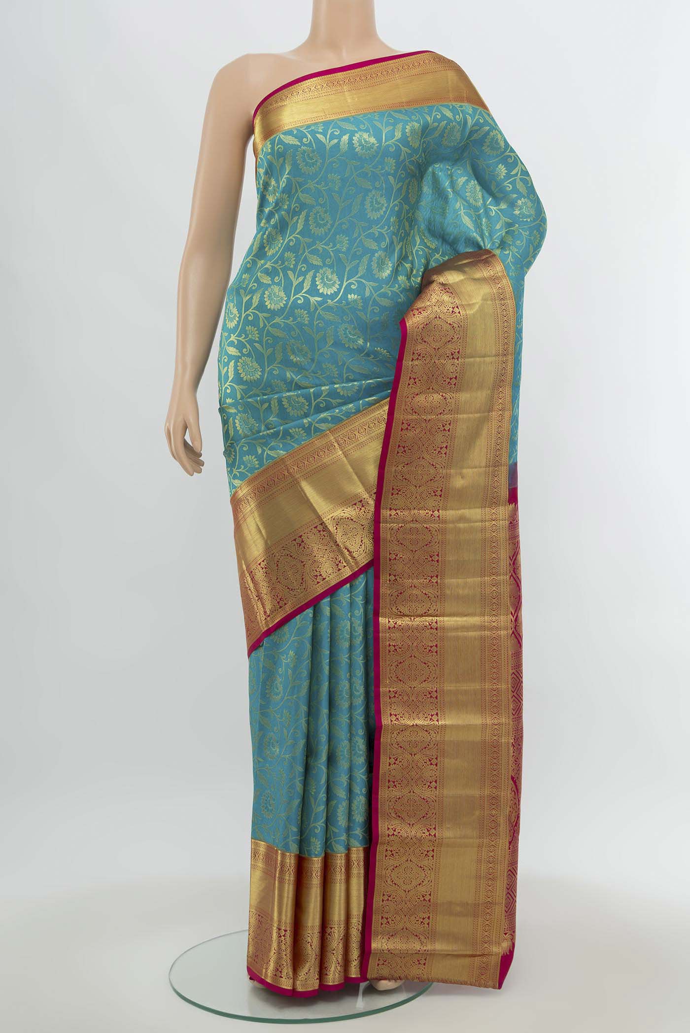 Sky Blue Kanchipuram Silk Saree
