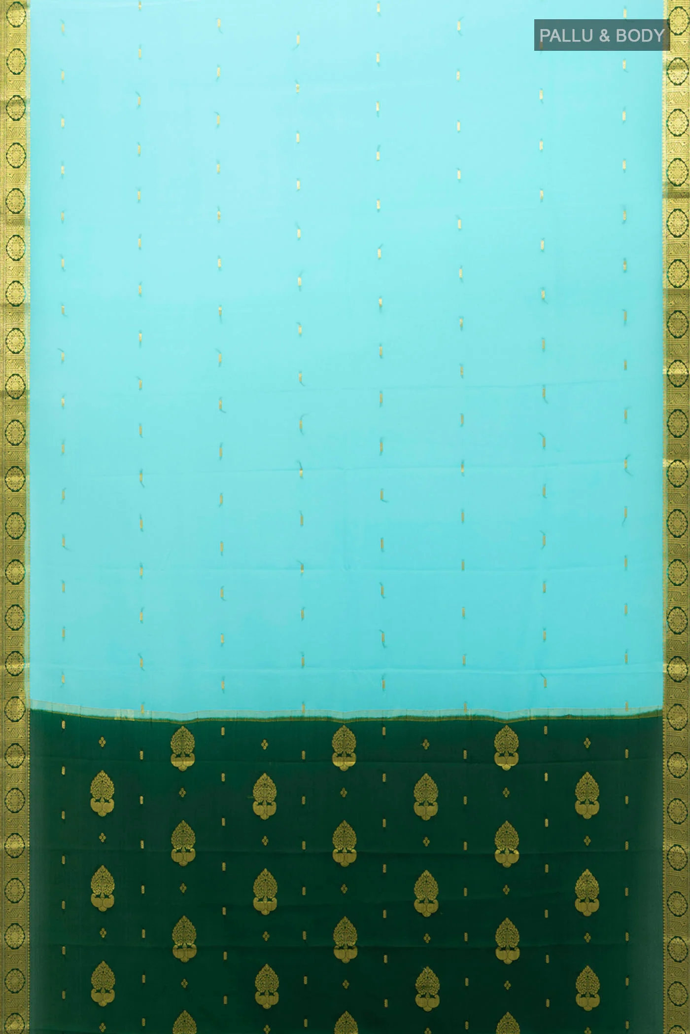 Light Blue Mysore Crepe Saree - Image 5