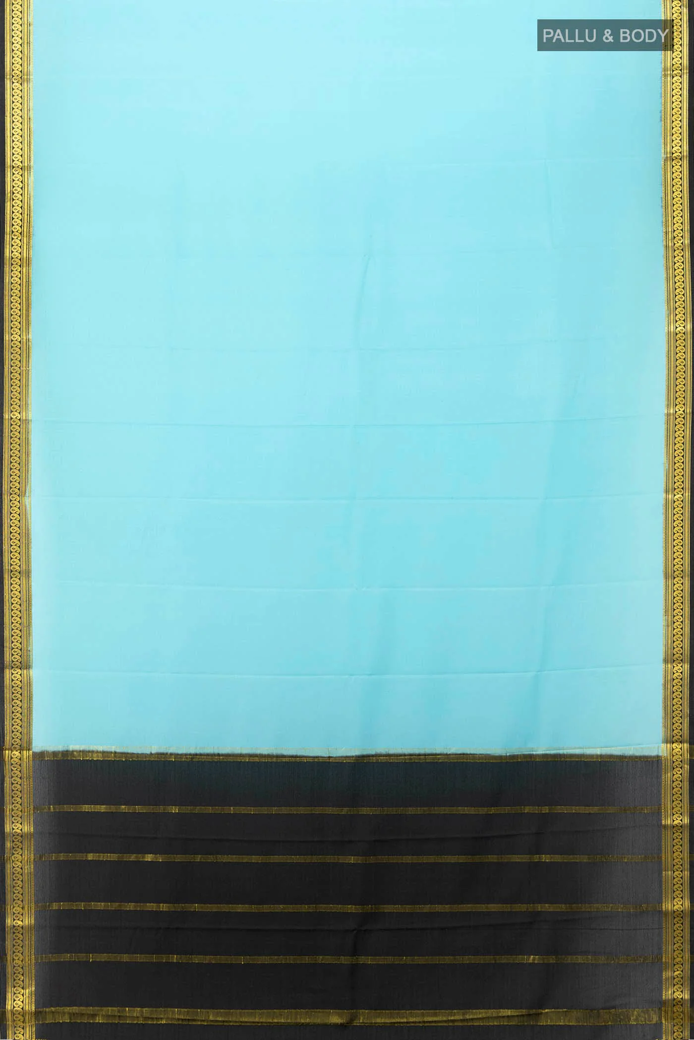 Light Blue Mysore Crepe Saree - Image 5