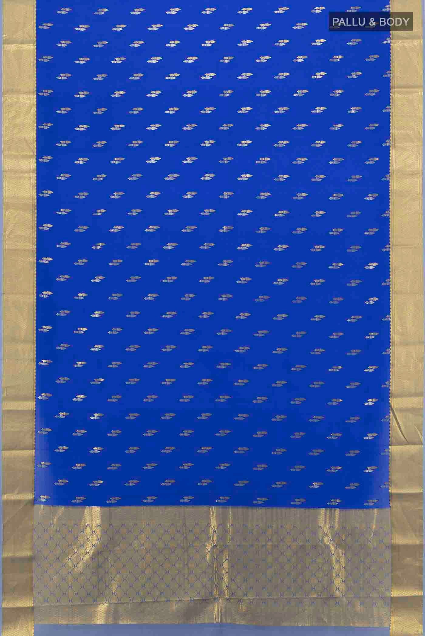 Royal Blue Mysore Crepe Saree - Image 5