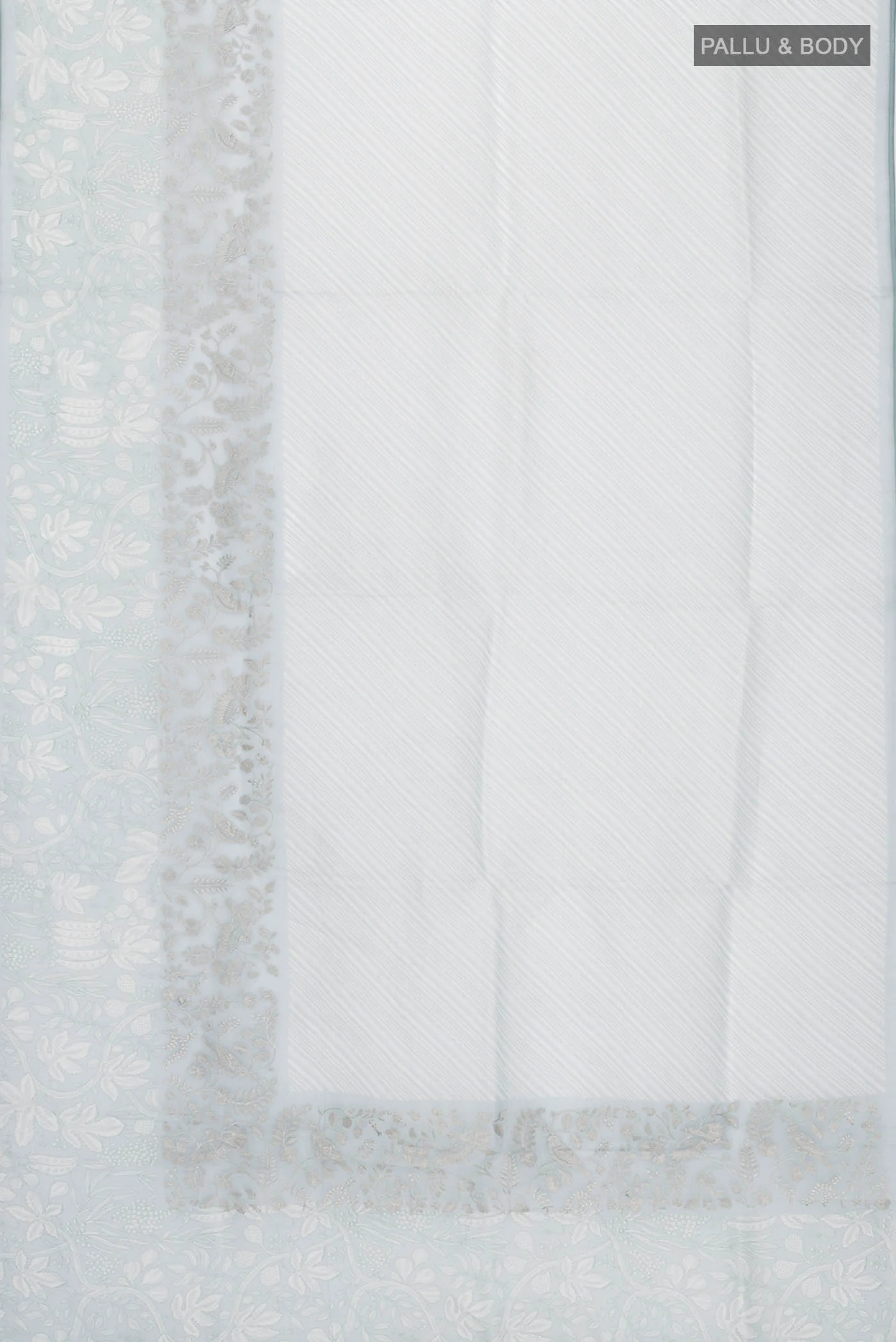 Light Blue Organza Silk Saree - Image 5