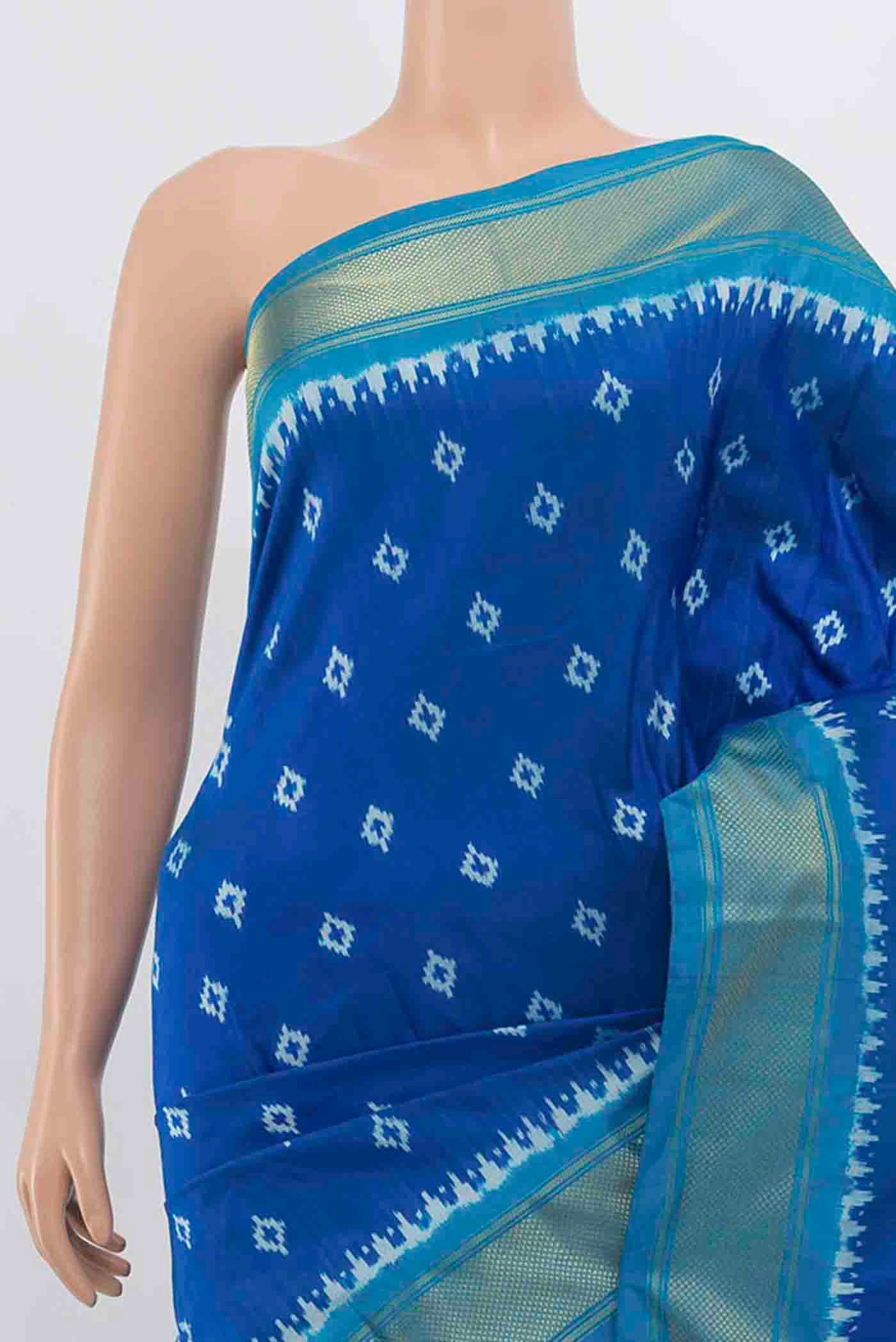 Light Blue Pochampally Nine Yards Saree - Image 2