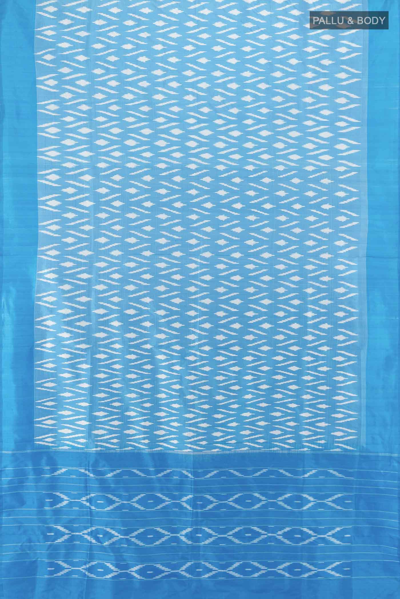 Sky Blue Pochampally Silk Saree - Image 4