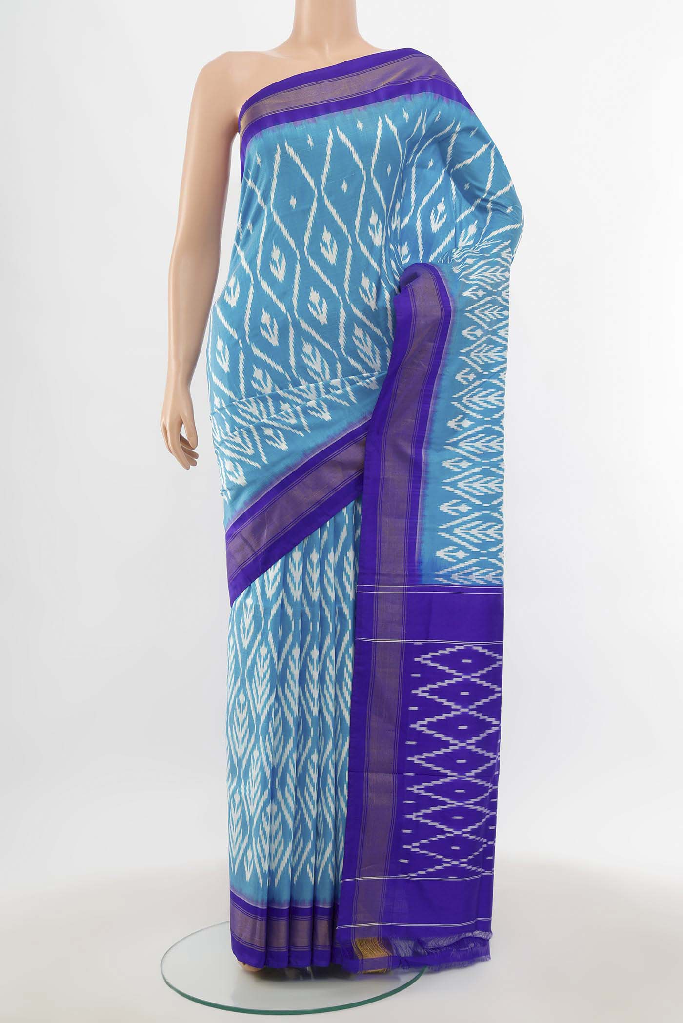 Light Blue Pochampally Silk Saree