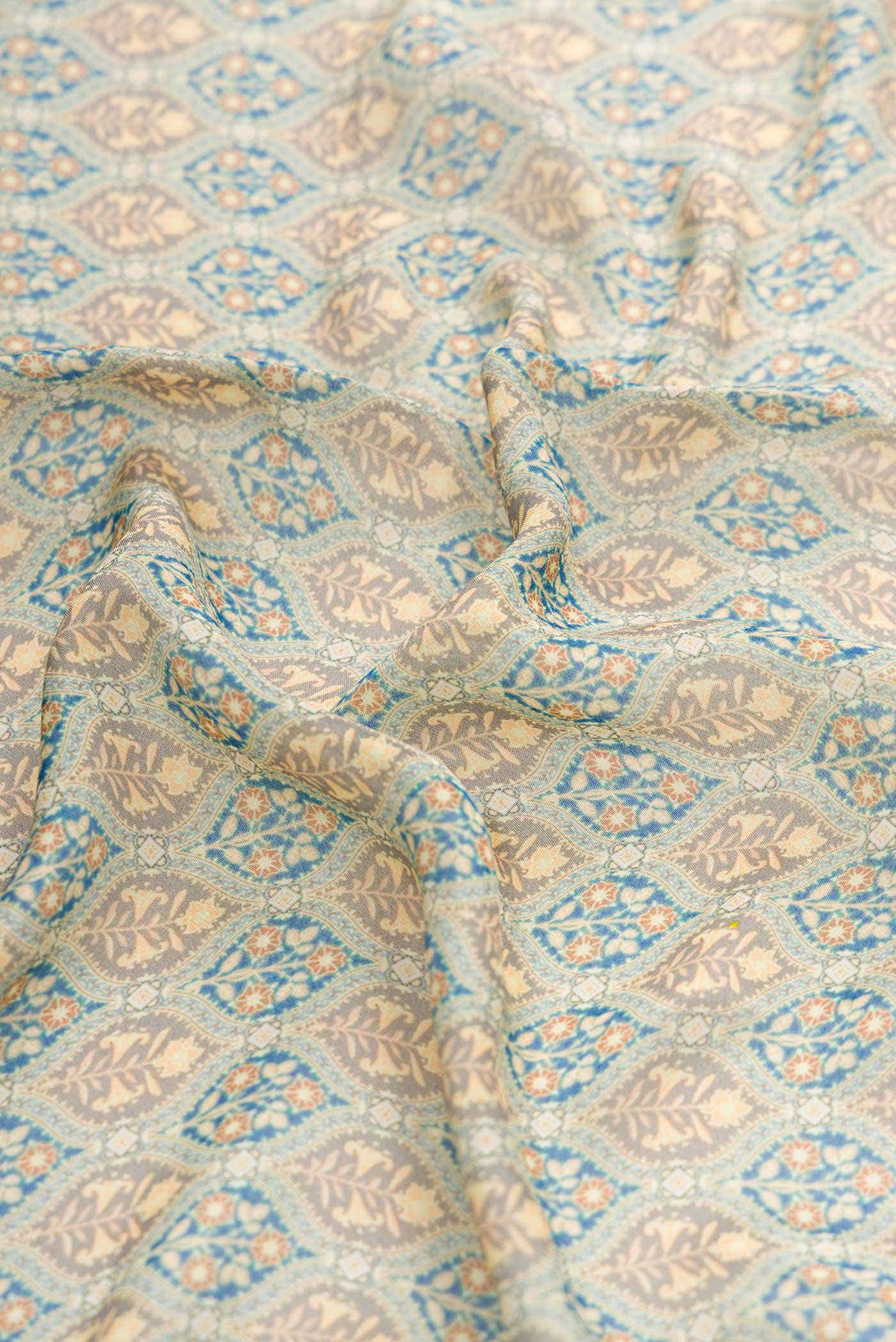 Light Blue Satin Crepe Saree - Image 2