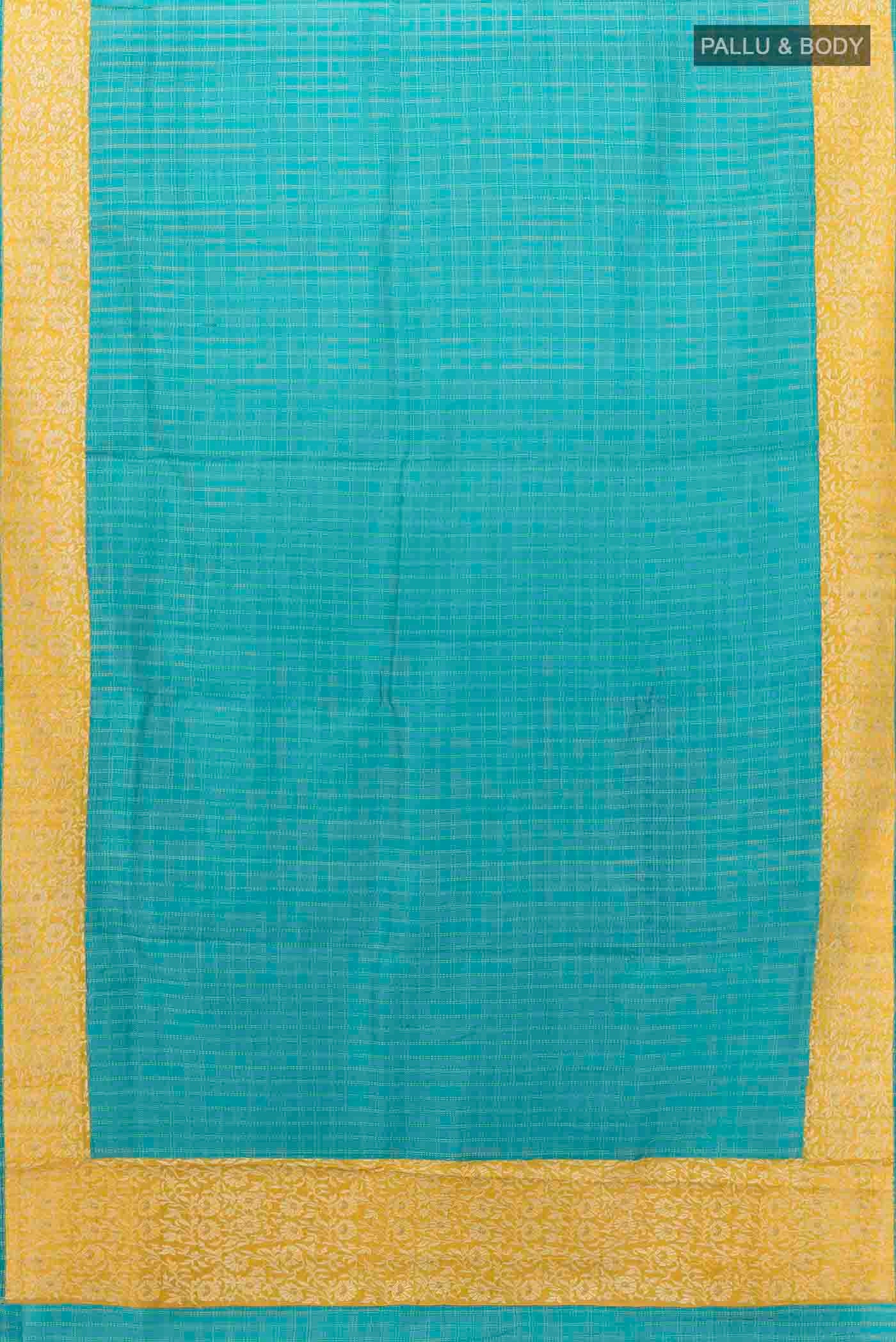Light Blue Tussar Silk Saree - Image 5