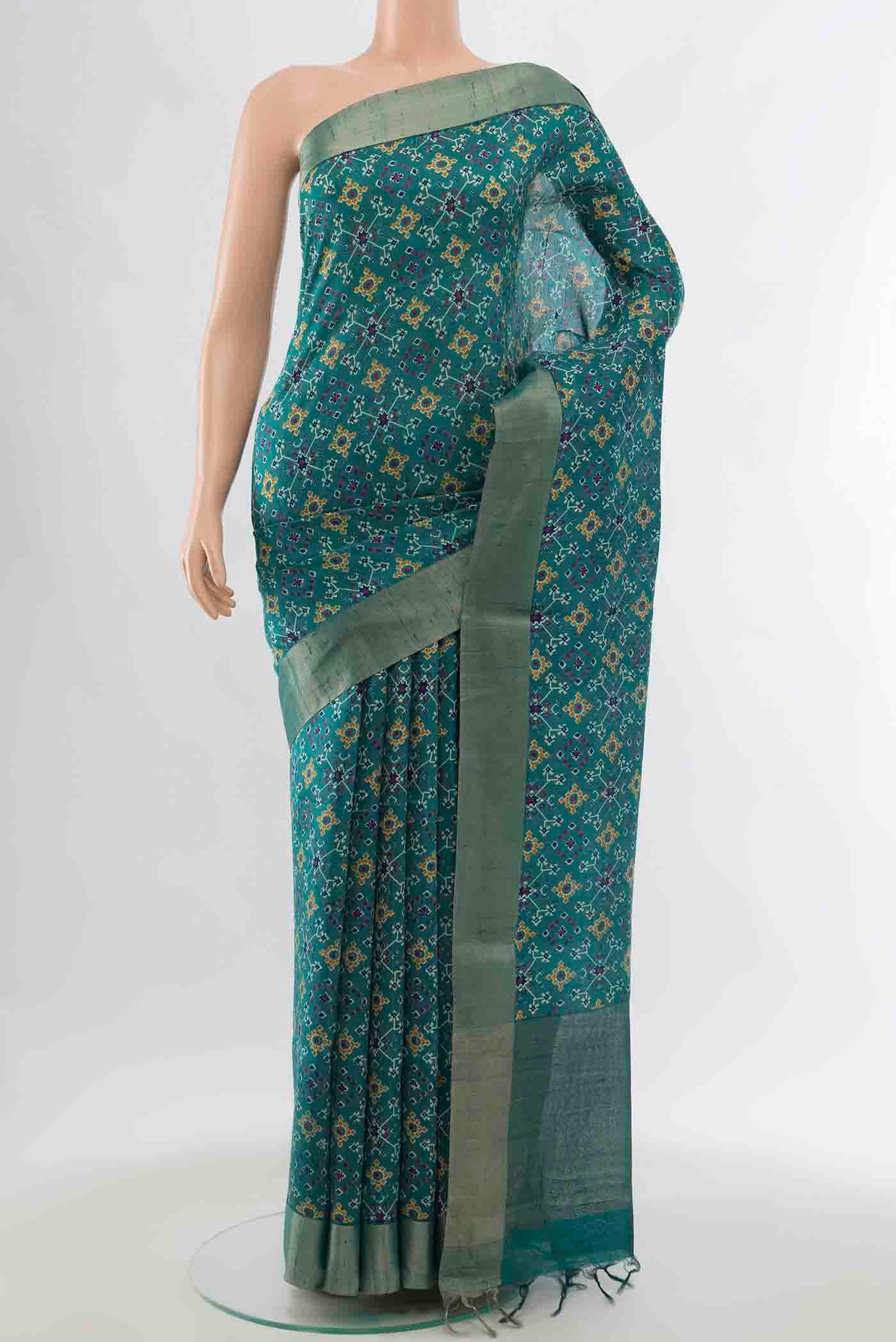 Blue Tussar Silk Saree