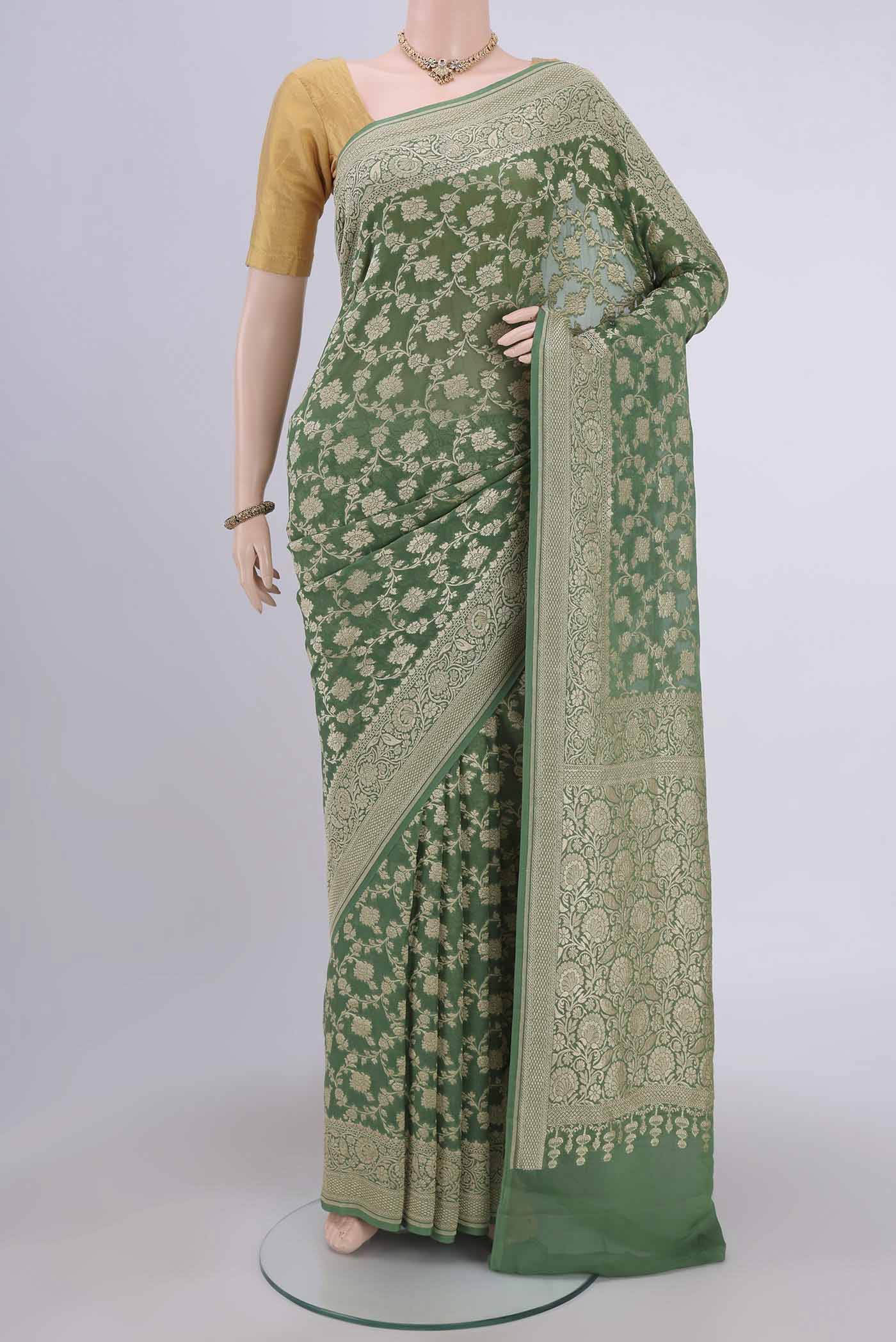 Green Banarasi Georgette Saree