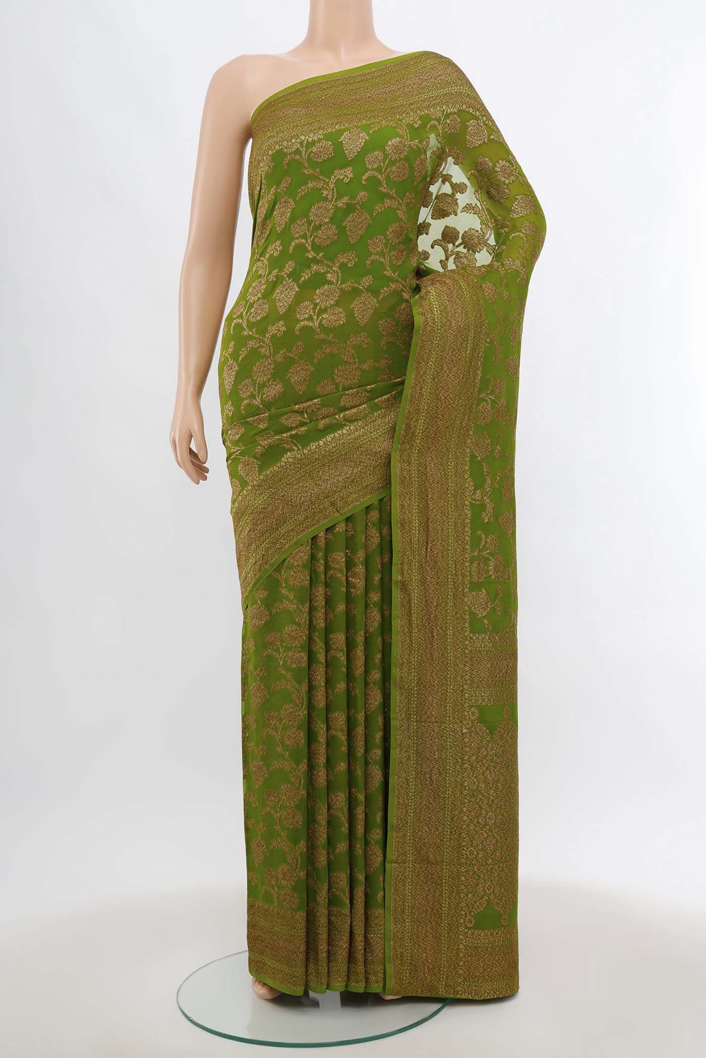 Green Banarasi Georgette Saree